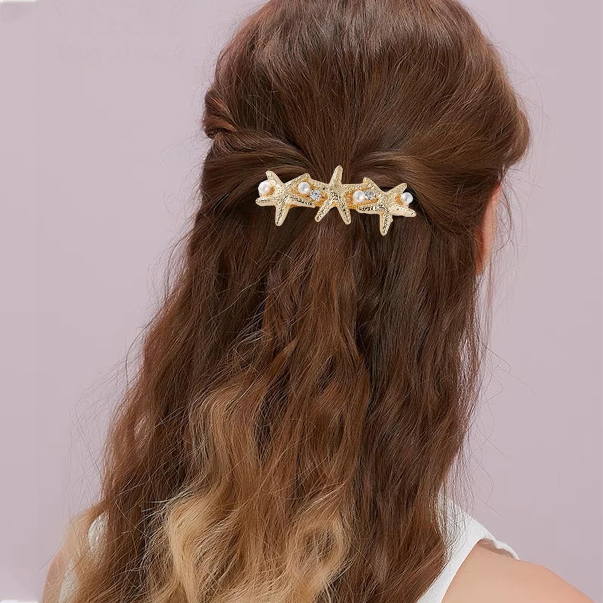 4 PCS Starfish Hair Barrettes for Women Girls Hair Clips Pearl Spring Hair Clip Accessories Women Fashion Ponytail Holders French Barrettes for Thick Hair Clips for Long Hair for Daily Use - Image 6