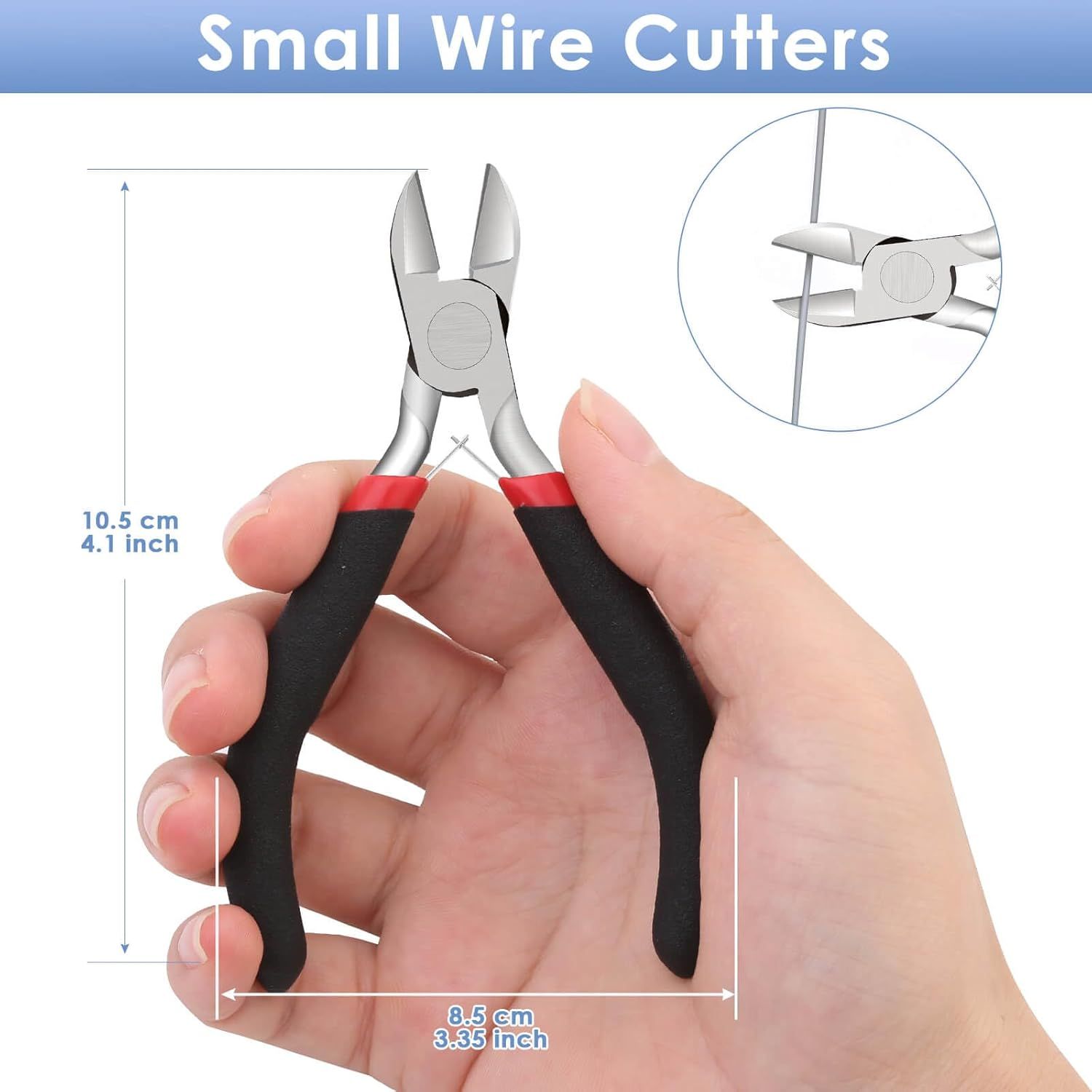 Wire Cutters, Small Side Cutters for Crafts, Flush Cutting Pliers for Jewelry Making, Floral Wire Cutters for Artificial Flowers, Zip Tie Cutters for Cable Tie, Wire Cutting Tool for Guitar Strings - Image 3