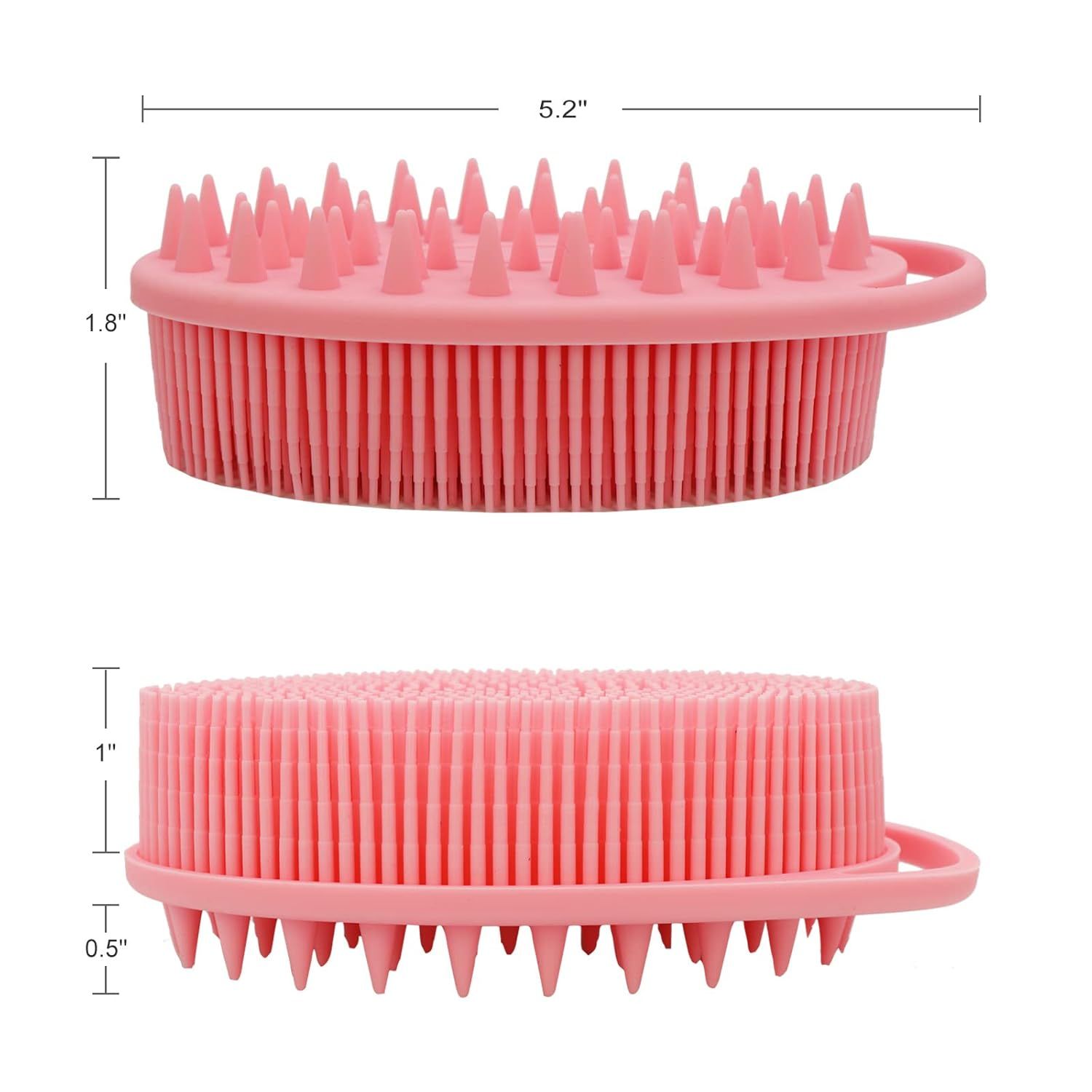 Upgrade 2 in 1 Bath and Shampoo Body Brush, Silicone Exfoliating Body Scrubber for Use in Shower, Premium Silicone Loofah, Head Scrubber, Scalp Massager, Easy to Clean (1PC Pink) - Image 5