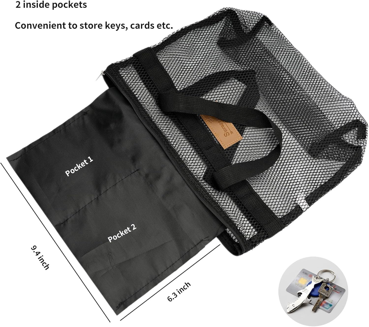 Mesh Shower Caddy Bag Portable Hanging Toiletry and Bath Organizer with Zipper for Travel, Gym, Camping, College Dorms, Beach - Image 4