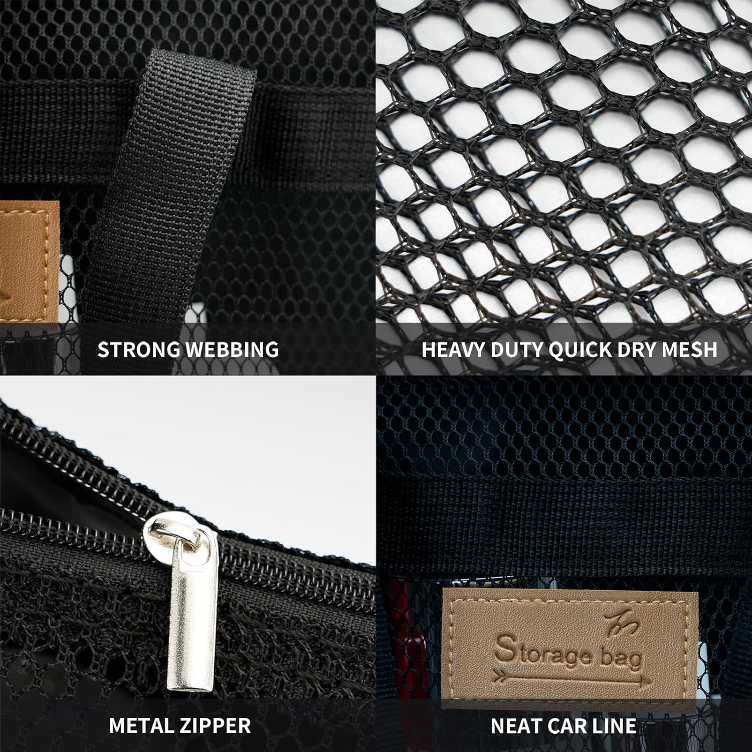 Mesh Shower Caddy Bag Portable Hanging Toiletry and Bath Organizer with Zipper for Travel, Gym, Camping, College Dorms, Beach - Image 6