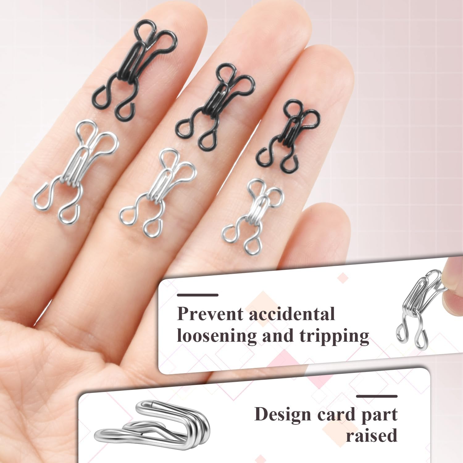 120 Set Tiny Hooks and Eyes Closures for Sewing, Bra Hook Replacement Clasps, Hook and Eye Clasp for Clothing Bra Trousers Skirt Underwear Sewing DIY Craft - Image 2