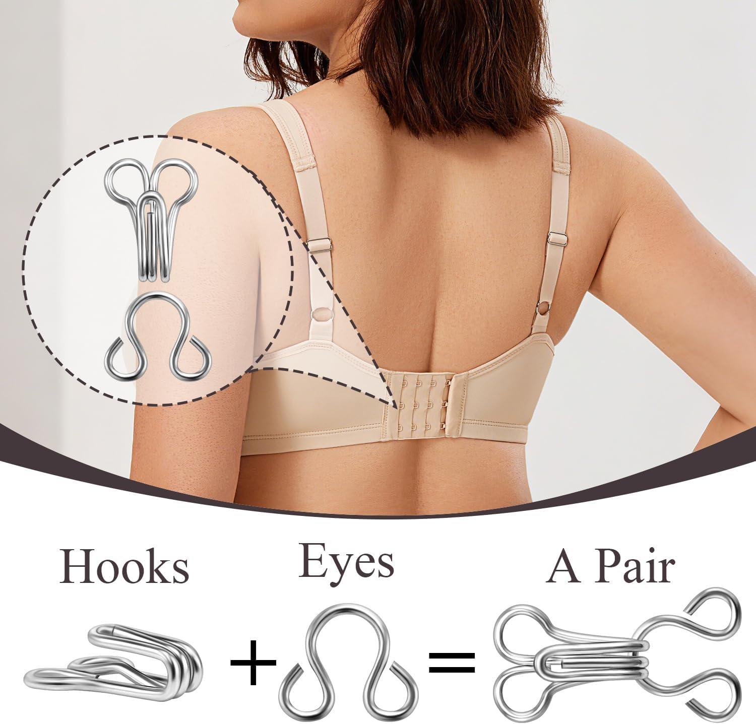 120 Set Tiny Hooks and Eyes Closures for Sewing, Bra Hook Replacement Clasps, Hook and Eye Clasp for Clothing Bra Trousers Skirt Underwear Sewing DIY Craft - Image 4