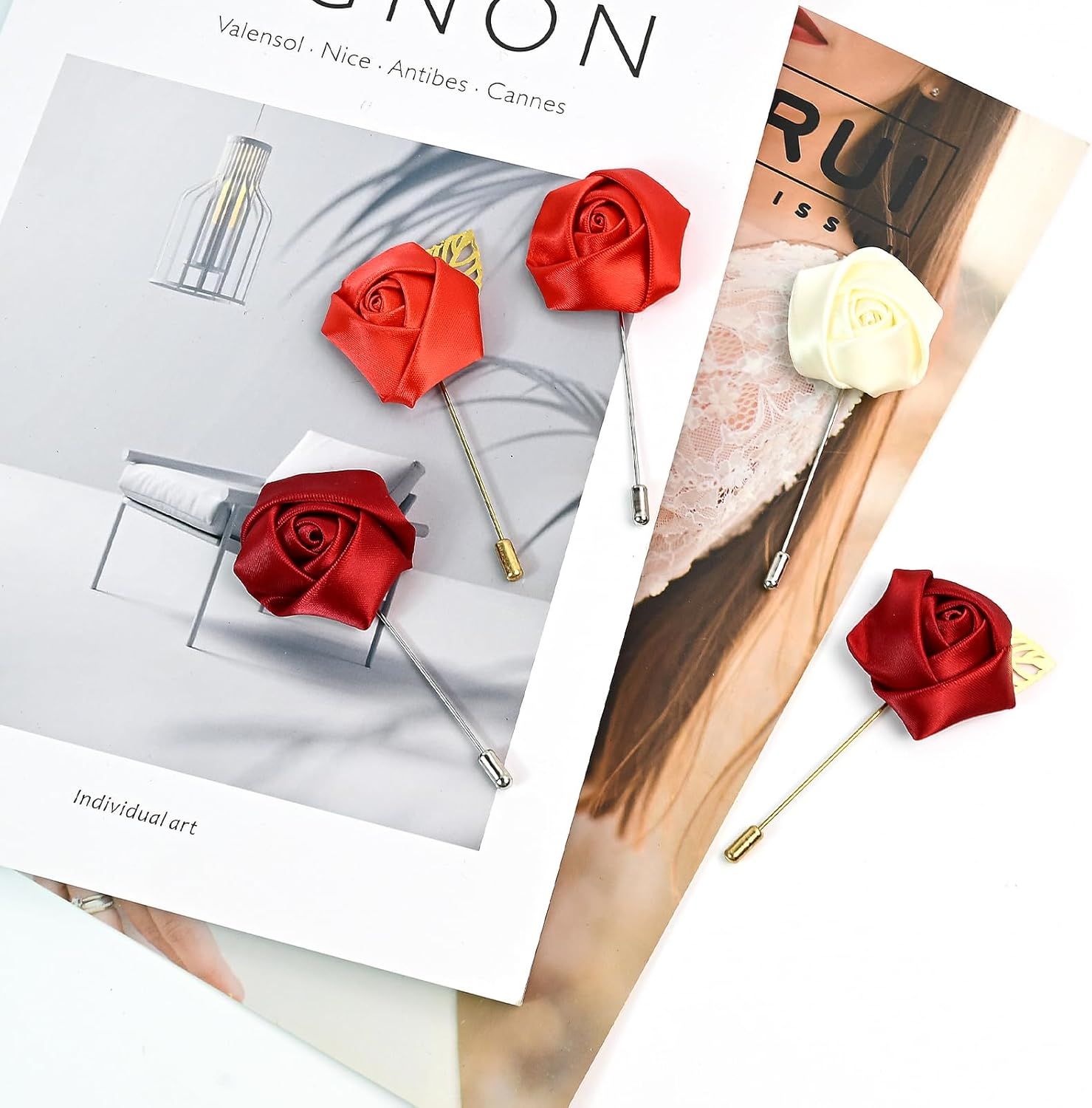 1Pcs Flower Lapel Pins,Rose Pins for Men for Dance,Party,Wedding - Image 4
