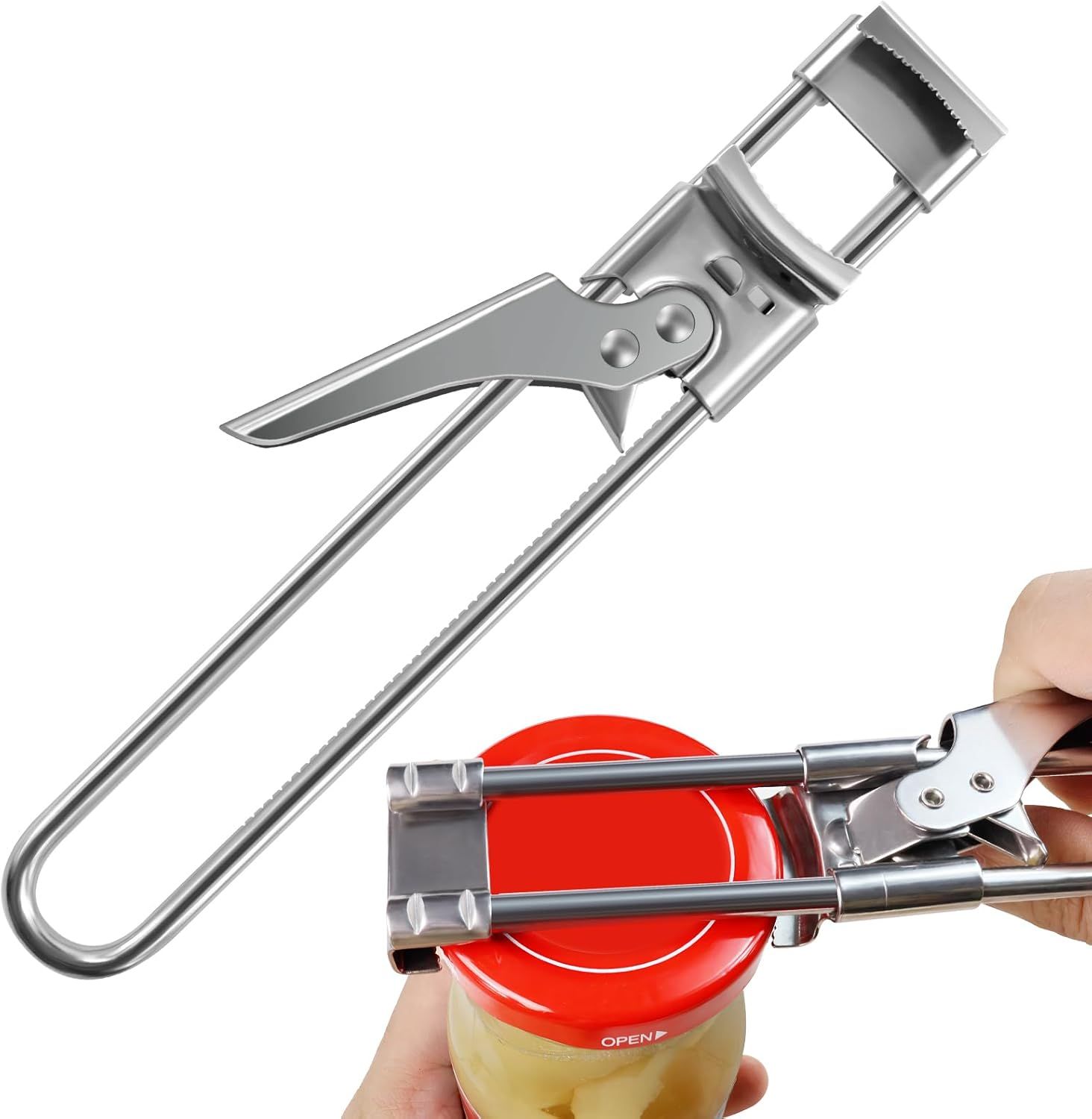 Bottle Opener & Jar Opener for Weak Hands, Adjustable Stainless Steel Can Opener, Multifunctional Jar Lid Opener Gripper for Seniors with Arthritis - Image 1