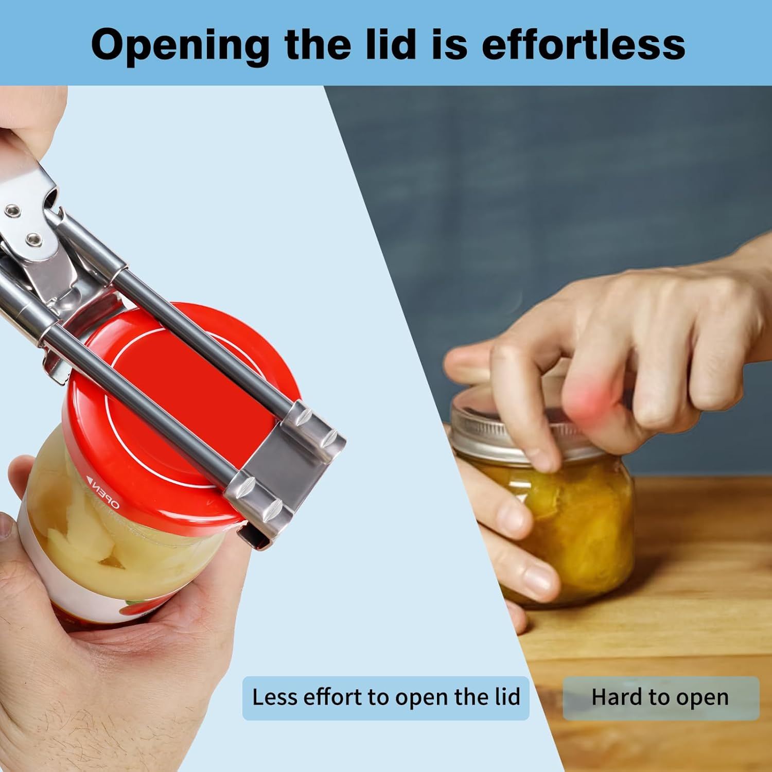 Bottle Opener & Jar Opener for Weak Hands, Adjustable Stainless Steel Can Opener, Multifunctional Jar Lid Opener Gripper for Seniors with Arthritis - Image 5