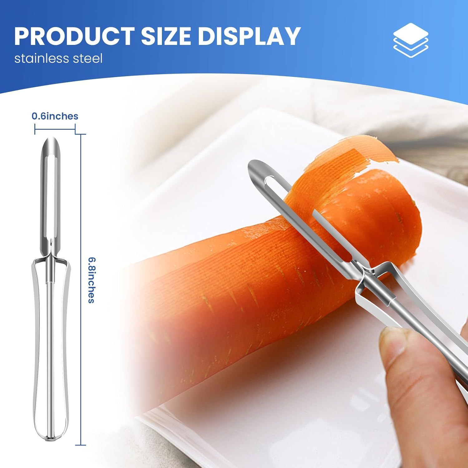 Stainless Steel Peelers,Multi-function Vegetable Peelers for Veggie, Potato, Carrot, Fruit, Apple - Image 2
