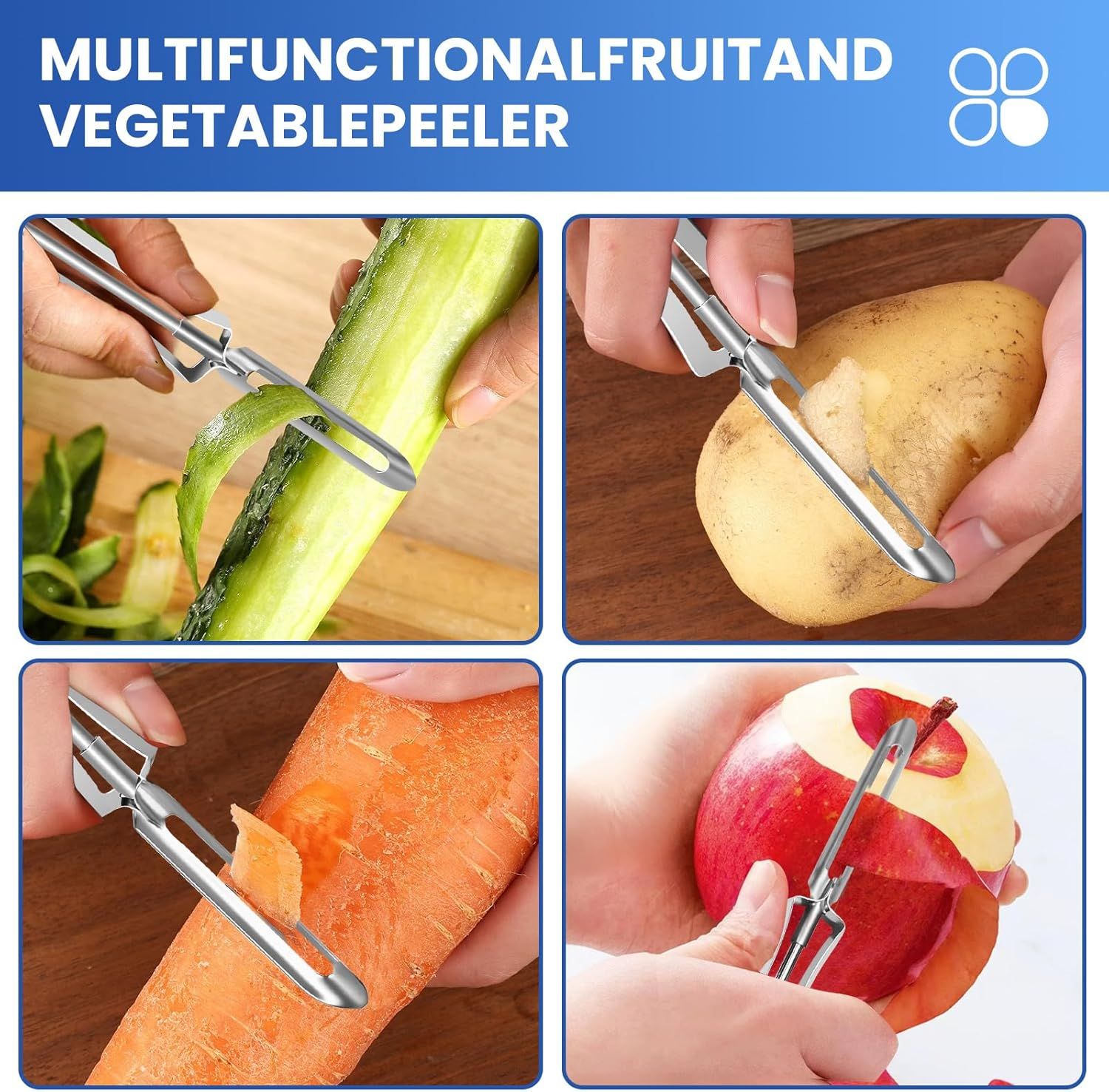 Stainless Steel Peelers,Multi-function Vegetable Peelers for Veggie, Potato, Carrot, Fruit, Apple - Image 5