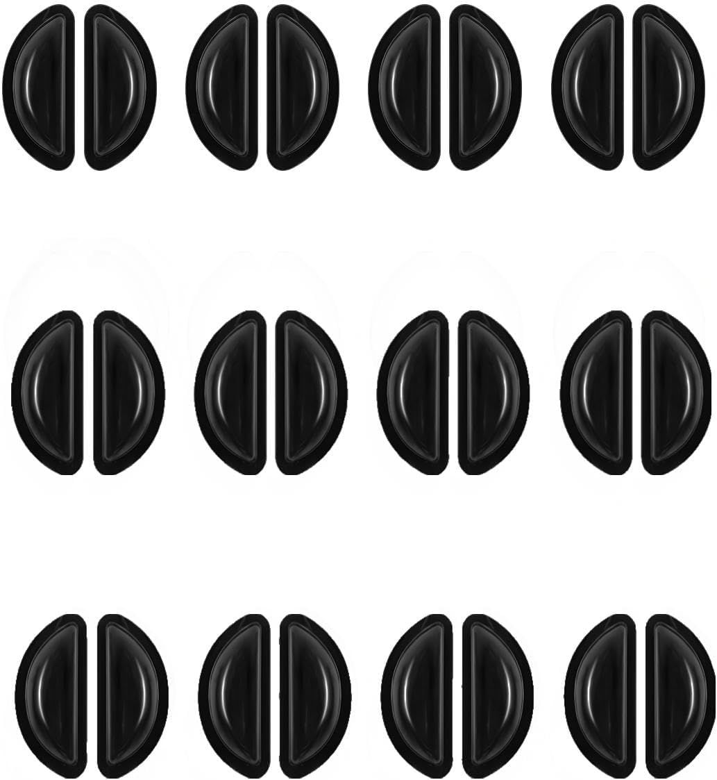 12 Pairs Soft Silicone Adhesive Eyeglass Nose Pads Non Slip with 3.5 Mm/ 0.4 Inch Thickness Air Bag for All Type Full Plastic Frames, Sunglasses, Reading Glasses (Black) - Image 1