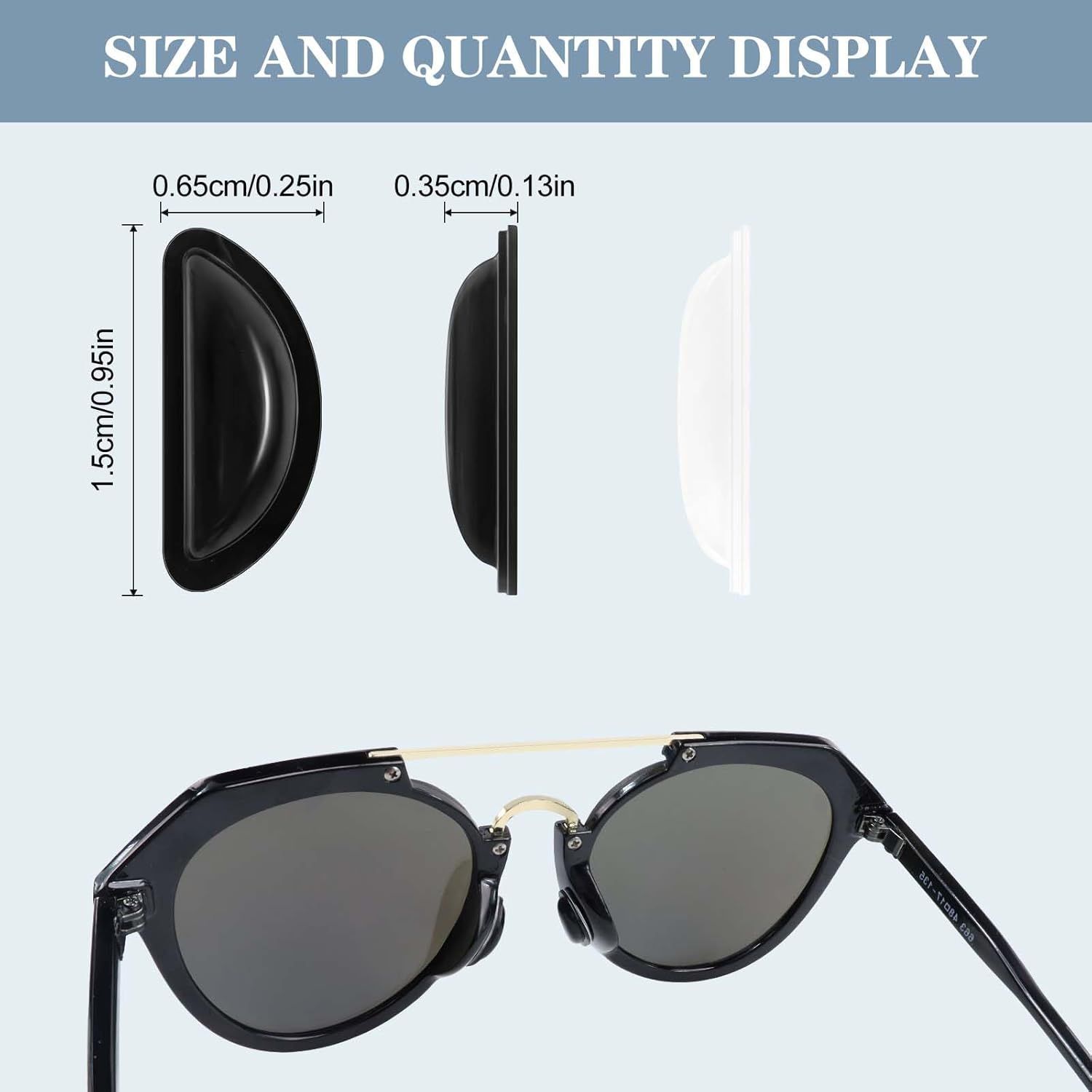 12 Pairs Soft Silicone Adhesive Eyeglass Nose Pads Non Slip with 3.5 Mm/ 0.4 Inch Thickness Air Bag for All Type Full Plastic Frames, Sunglasses, Reading Glasses (Black) - Image 2