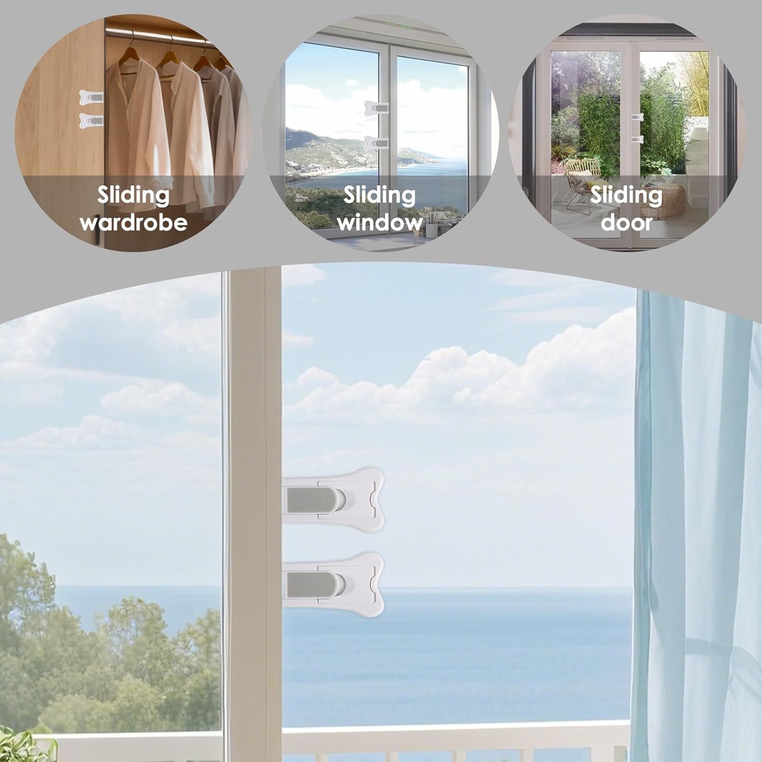 2 PCS Sliding Door Locks,Slide Closet Doors Window Stoppers for Windows,Closets,Cabinets,Sliding Glass Door - Image 6