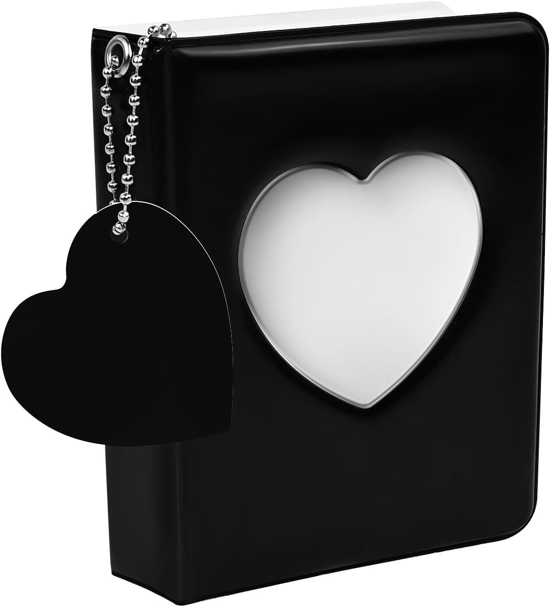 Mini Photo Album,3 Inch Photocard Book Heart Hollow Cover Photocard Binder 36 Pockets for Collect and Protect Photos (Black) - Image 1