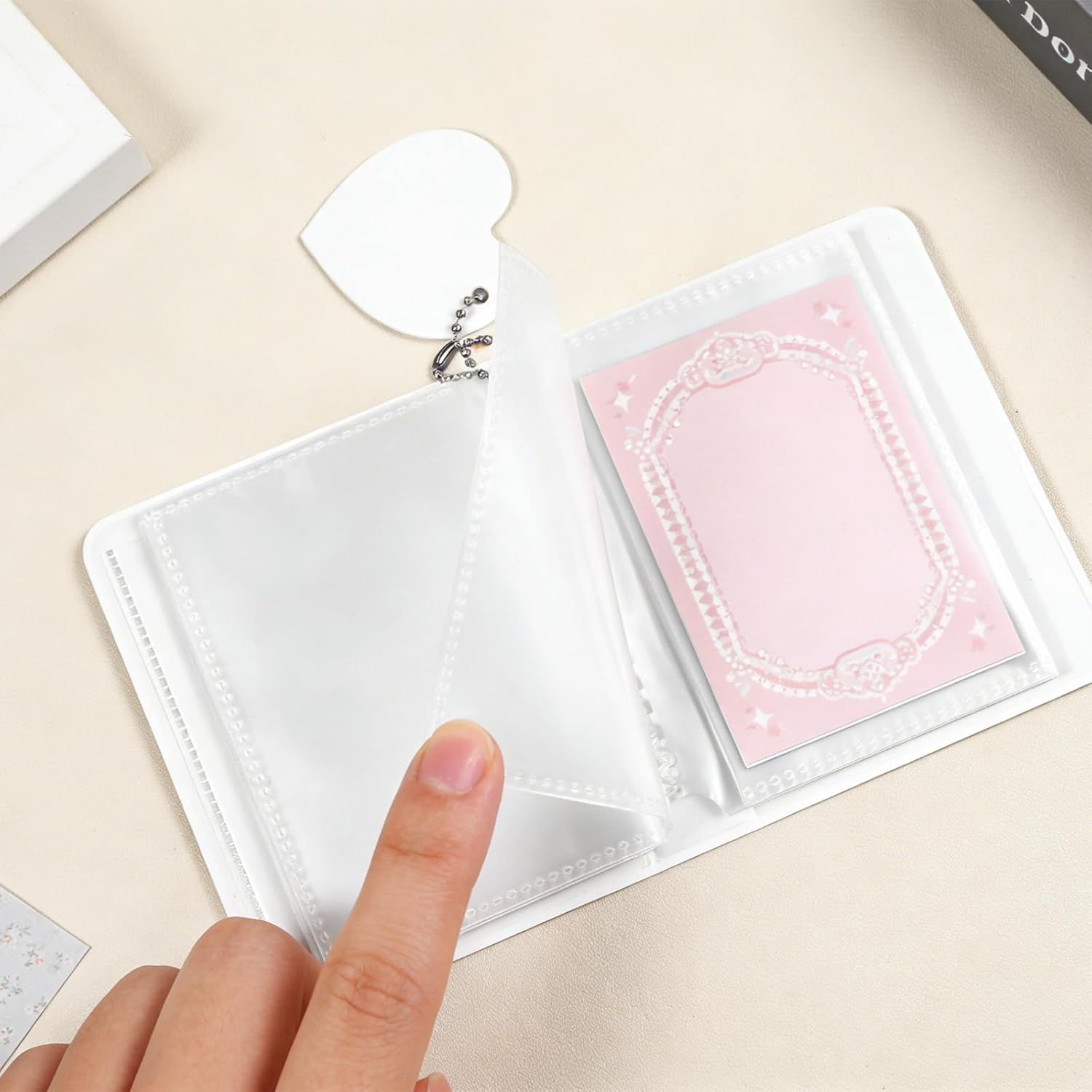 Mini Photo Album,3 Inch Photocard Book Heart Hollow Cover Photocard Binder 36 Pockets for Collect and Protect Photos (Black) - Image 2