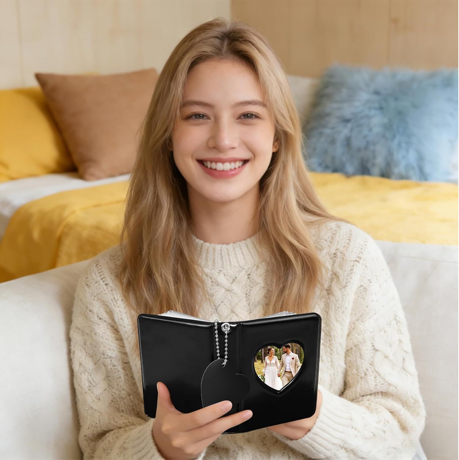 Mini Photo Album,3 Inch Photocard Book Heart Hollow Cover Photocard Binder 36 Pockets for Collect and Protect Photos (Black) - Image 6