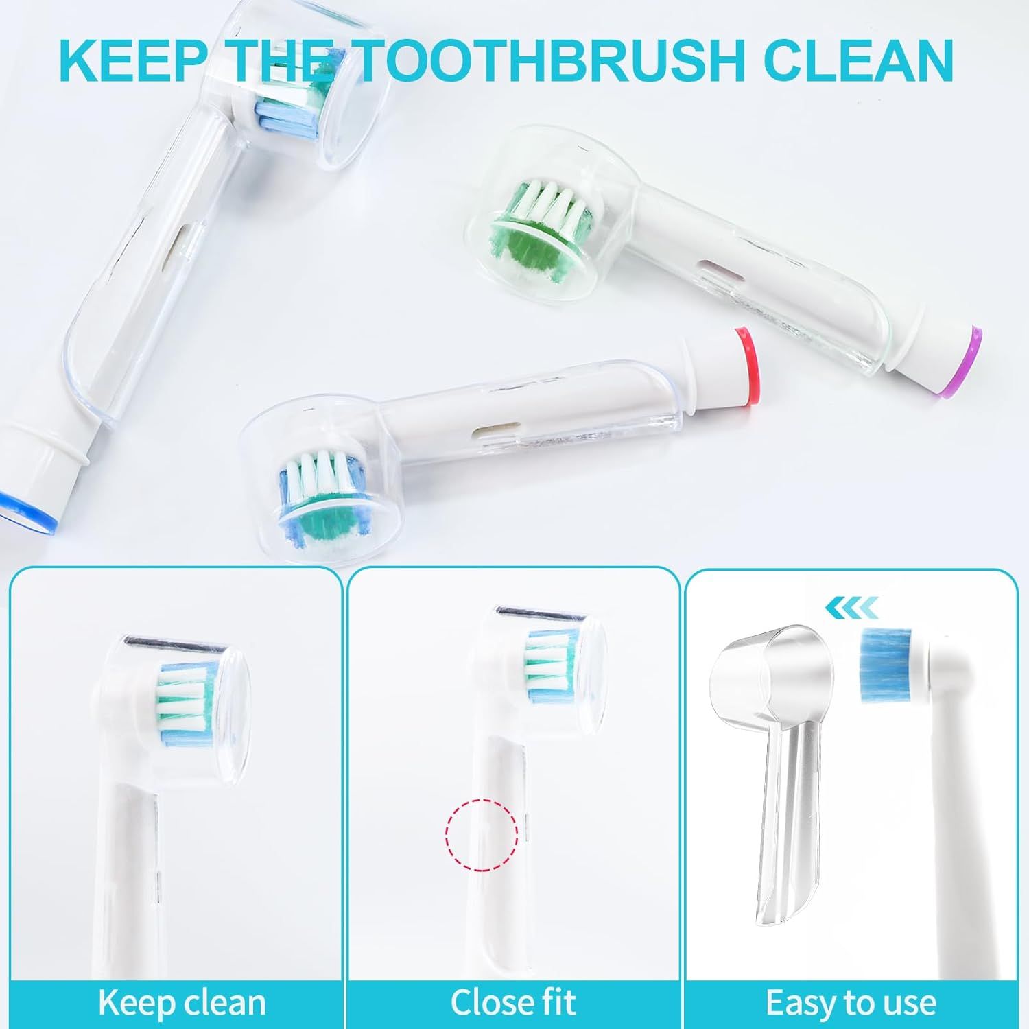Toothbrush Head Covers Compatible with Oral-B Braun Replacement Brush Heads, Clear Toothbrush Protection Cover, Tooth Brush Head Covers for Home, Travel and Everyday Use(10 PCS) - Image 4