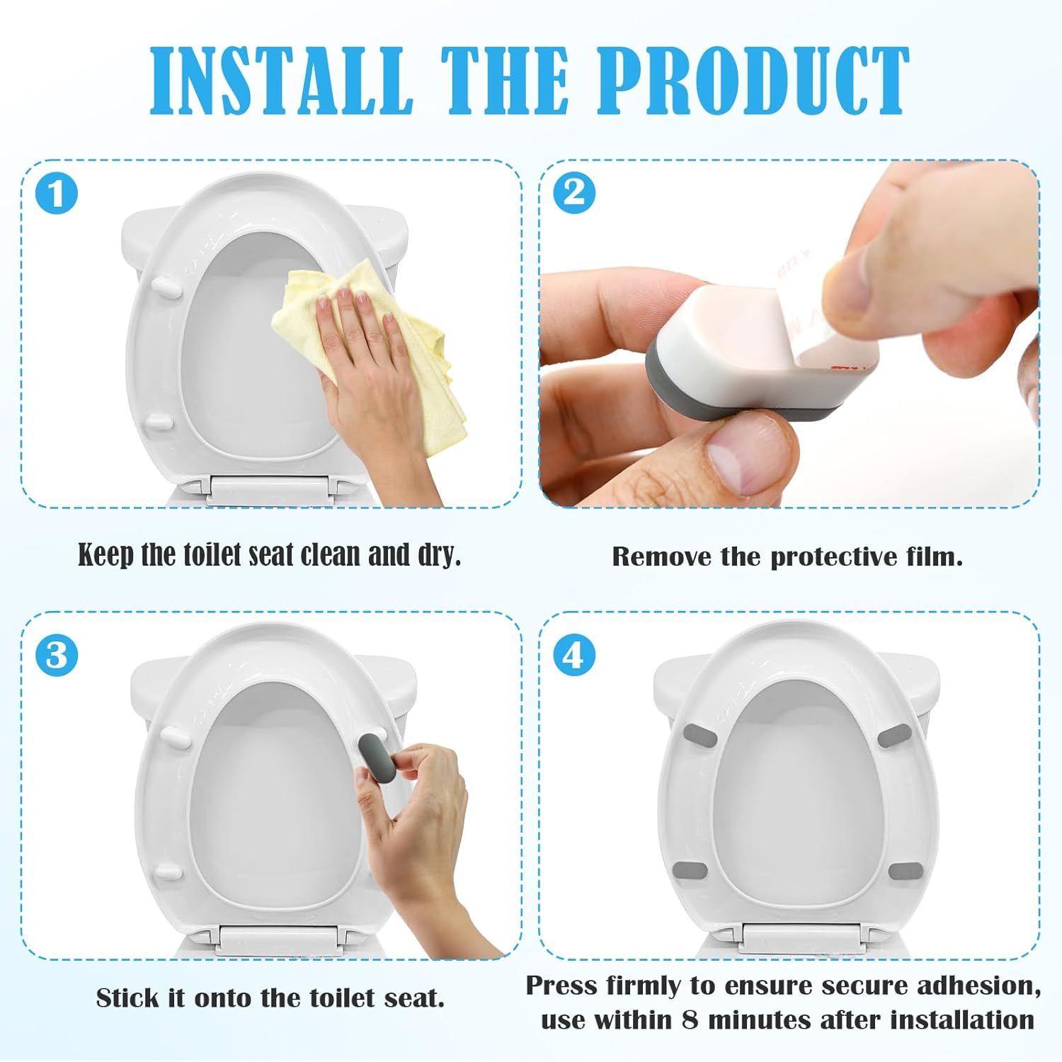 4PCS Toilet Seat Bumpers,Universal Buffer Toilet Lid Bumpers for Families, Hotels, Hospitals, School Toilet Seats - Image 5