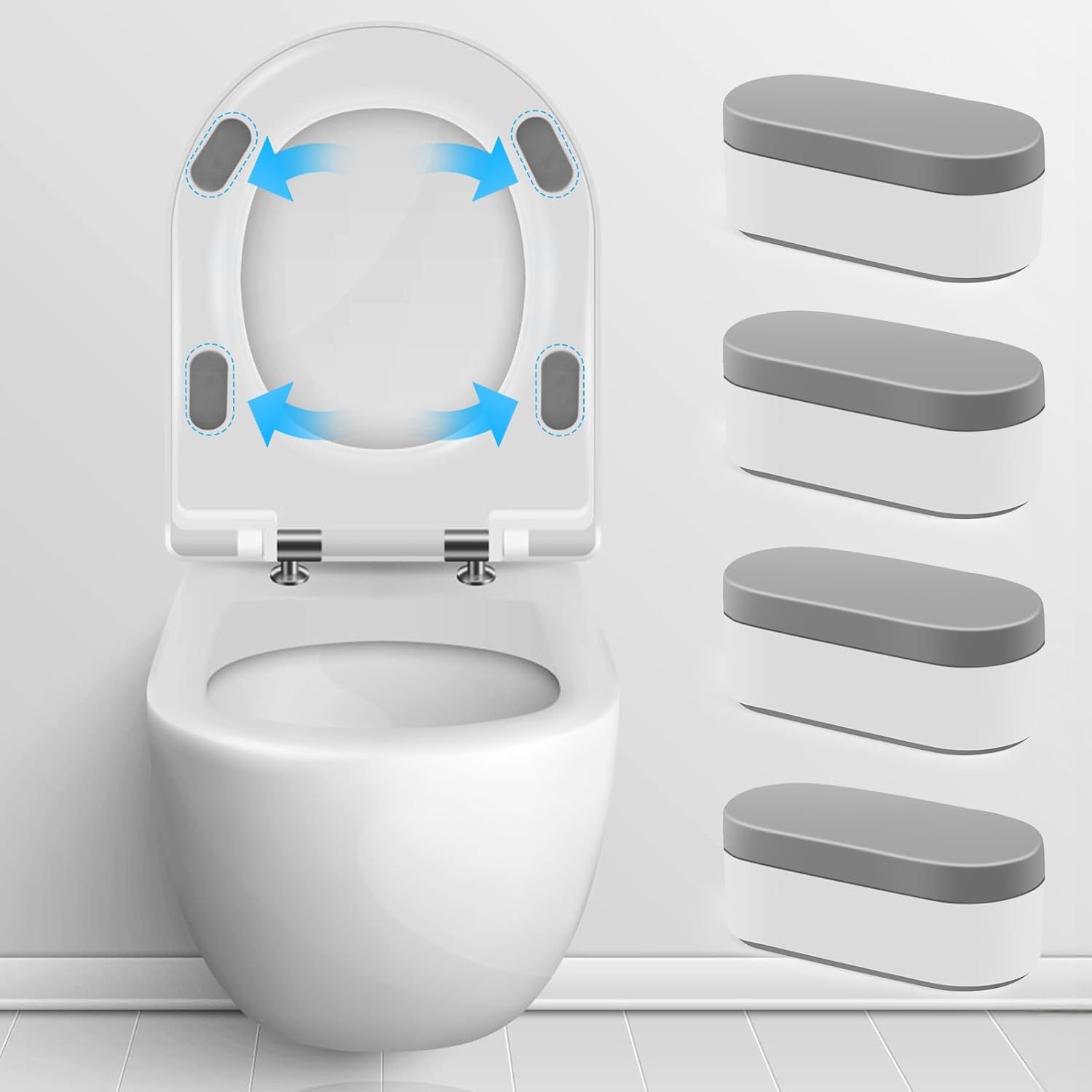 4PCS Toilet Seat Bumpers,Universal Buffer Toilet Lid Bumpers for Families, Hotels, Hospitals, School Toilet Seats - Image 7