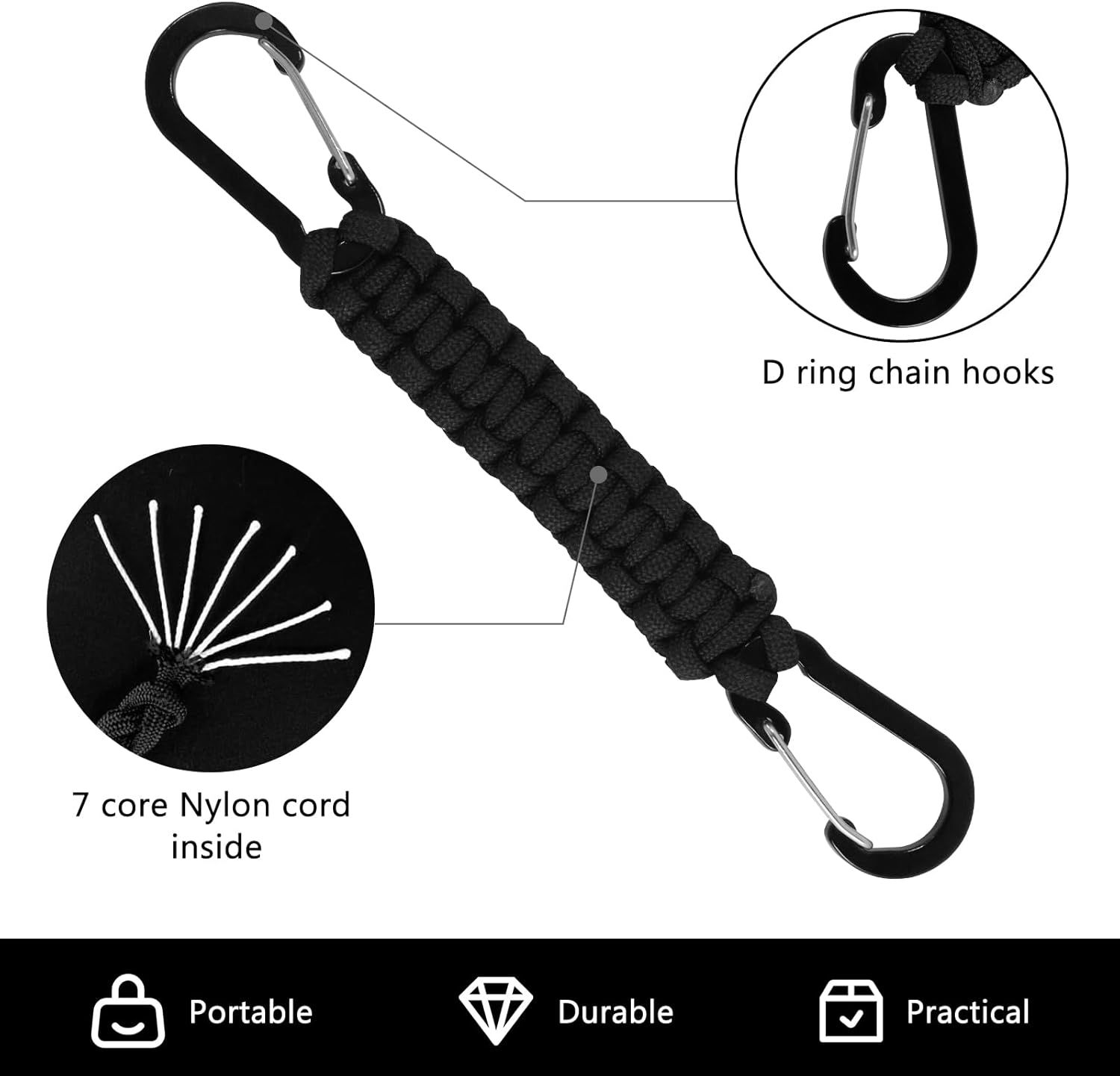 2 Pcs Keychains,Carabiner Keychain Clip Carabiner Keychain Hook for Outdoor Boys/Girls/Men/Wome - Image 3