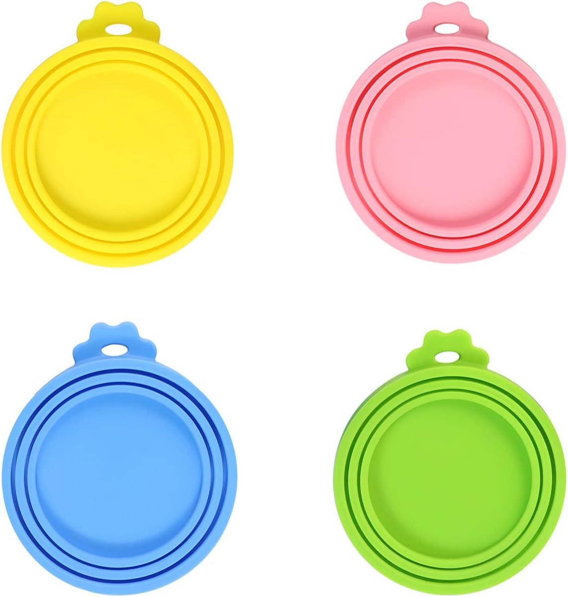 4 PCS Pet Food Can Lids, Silicone Cat Dog Food Can Covers Lids, Universal Size, One fit 3 Standard Size Food Cans, Reusable and Washable Pet Food Covers (light blue, turquoise, pink, yellow) - Image 1