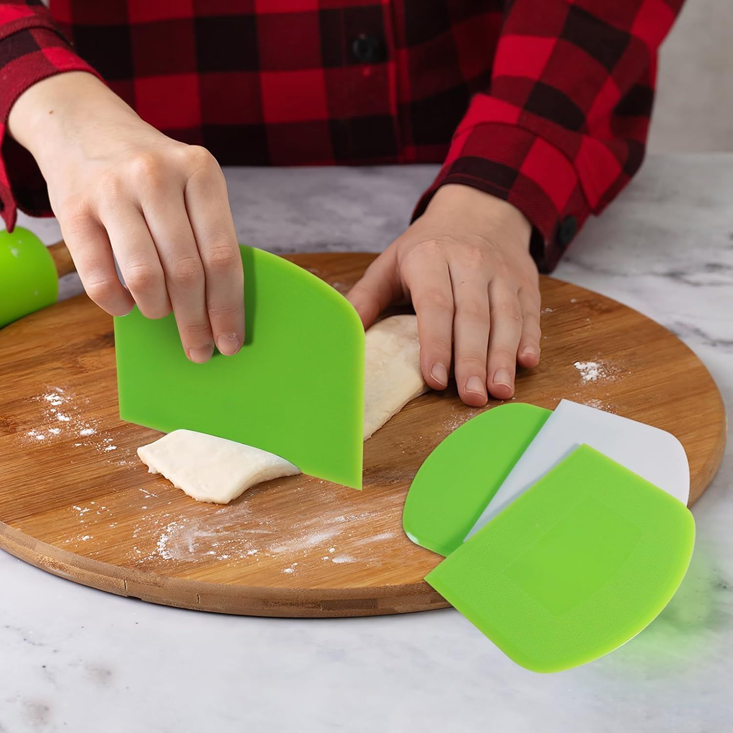 6 PCS Dough Scraper,Dough Cutter Bench Scraper for Bread Cake Dough Fondant Icing - Image 2
