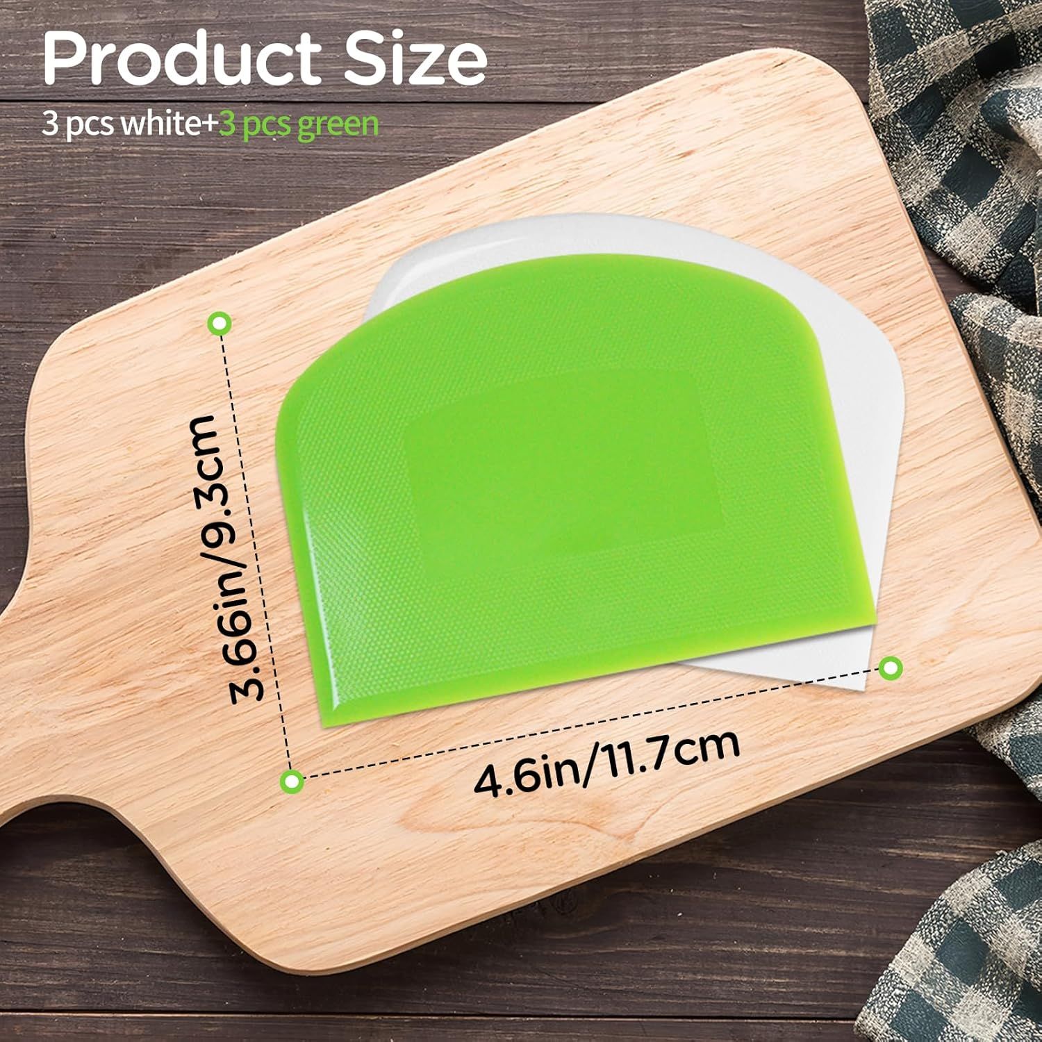 6 PCS Dough Scraper,Dough Cutter Bench Scraper for Bread Cake Dough Fondant Icing - Image 3
