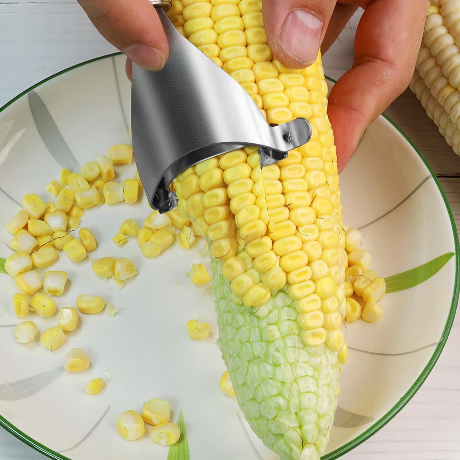 Corn Peeler,304 Stainless Steel Corn Stripper Corn Kernel Remover Tool - Image 2