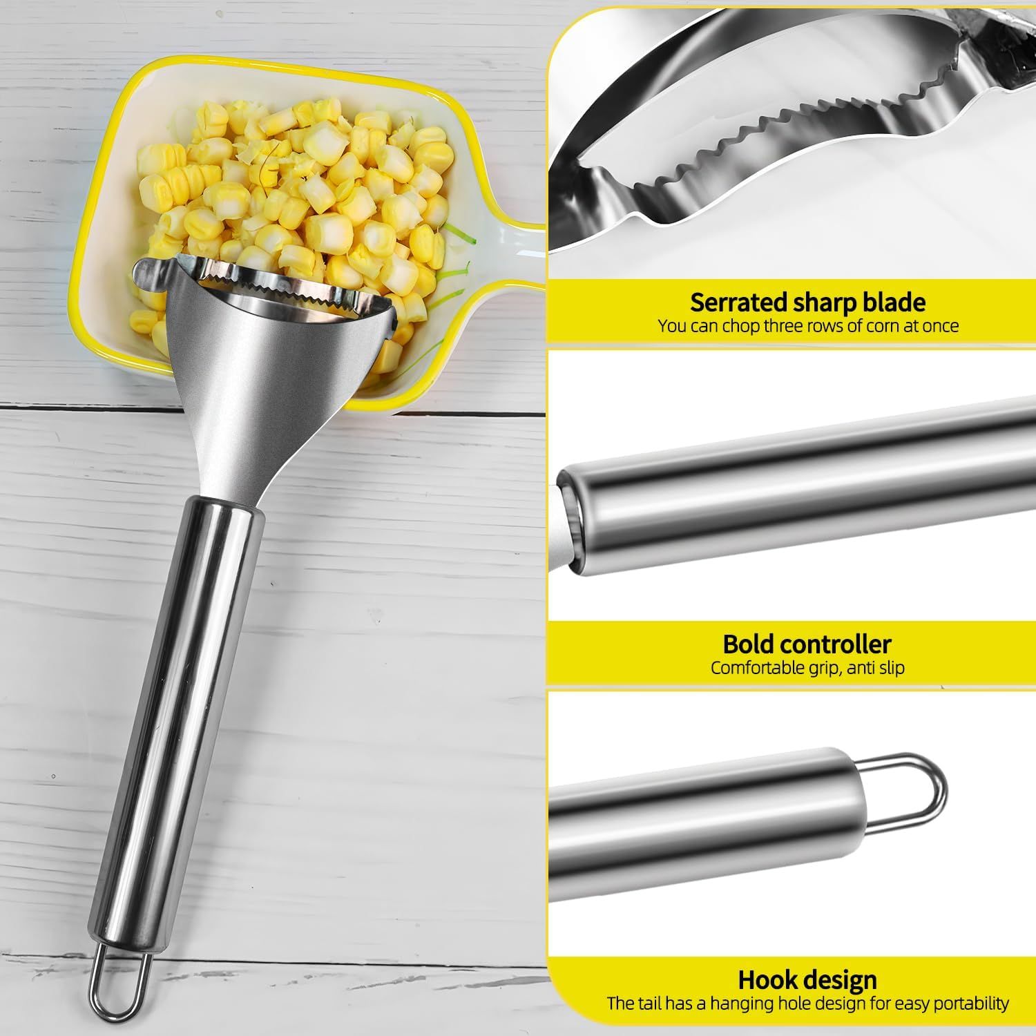 Corn Peeler,304 Stainless Steel Corn Stripper Corn Kernel Remover Tool - Image 4