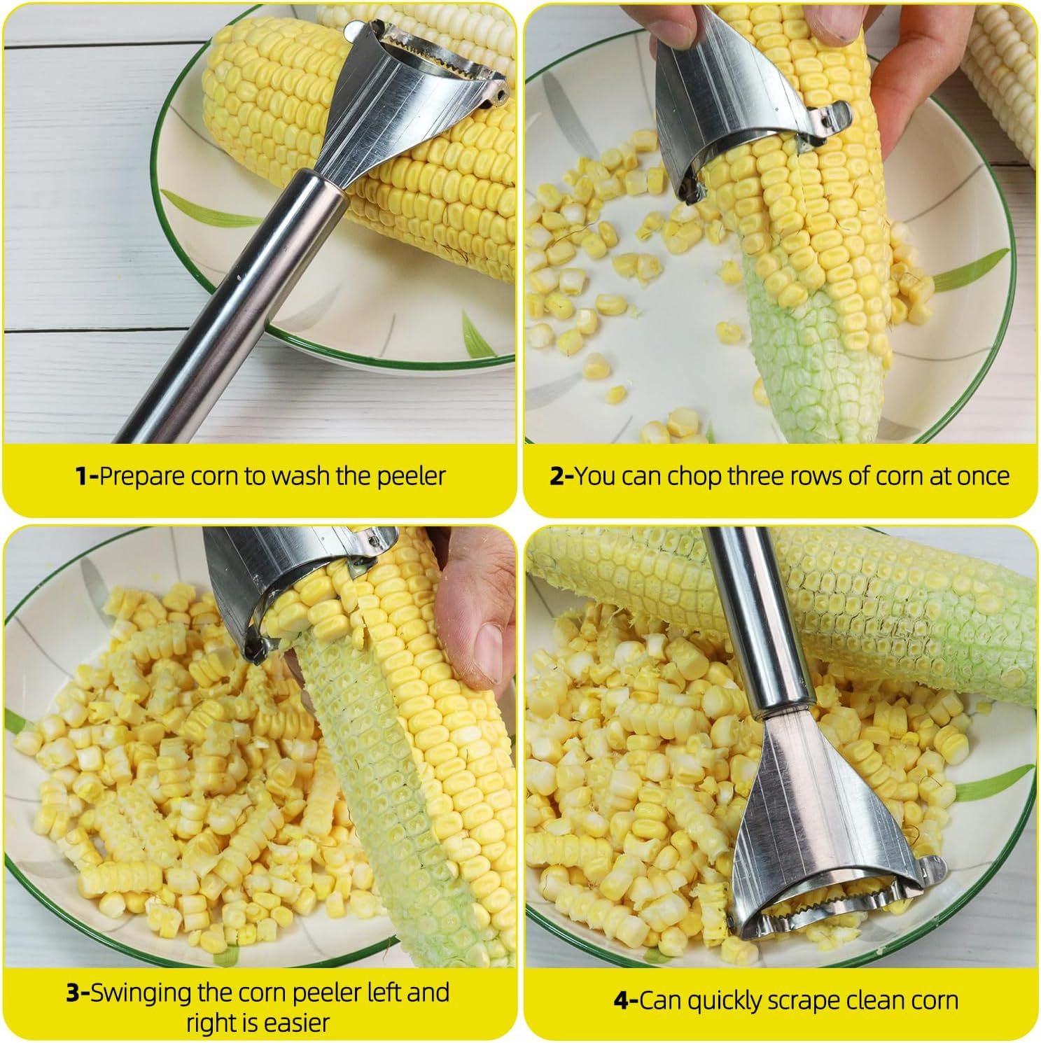 Corn Peeler,304 Stainless Steel Corn Stripper Corn Kernel Remover Tool - Image 5