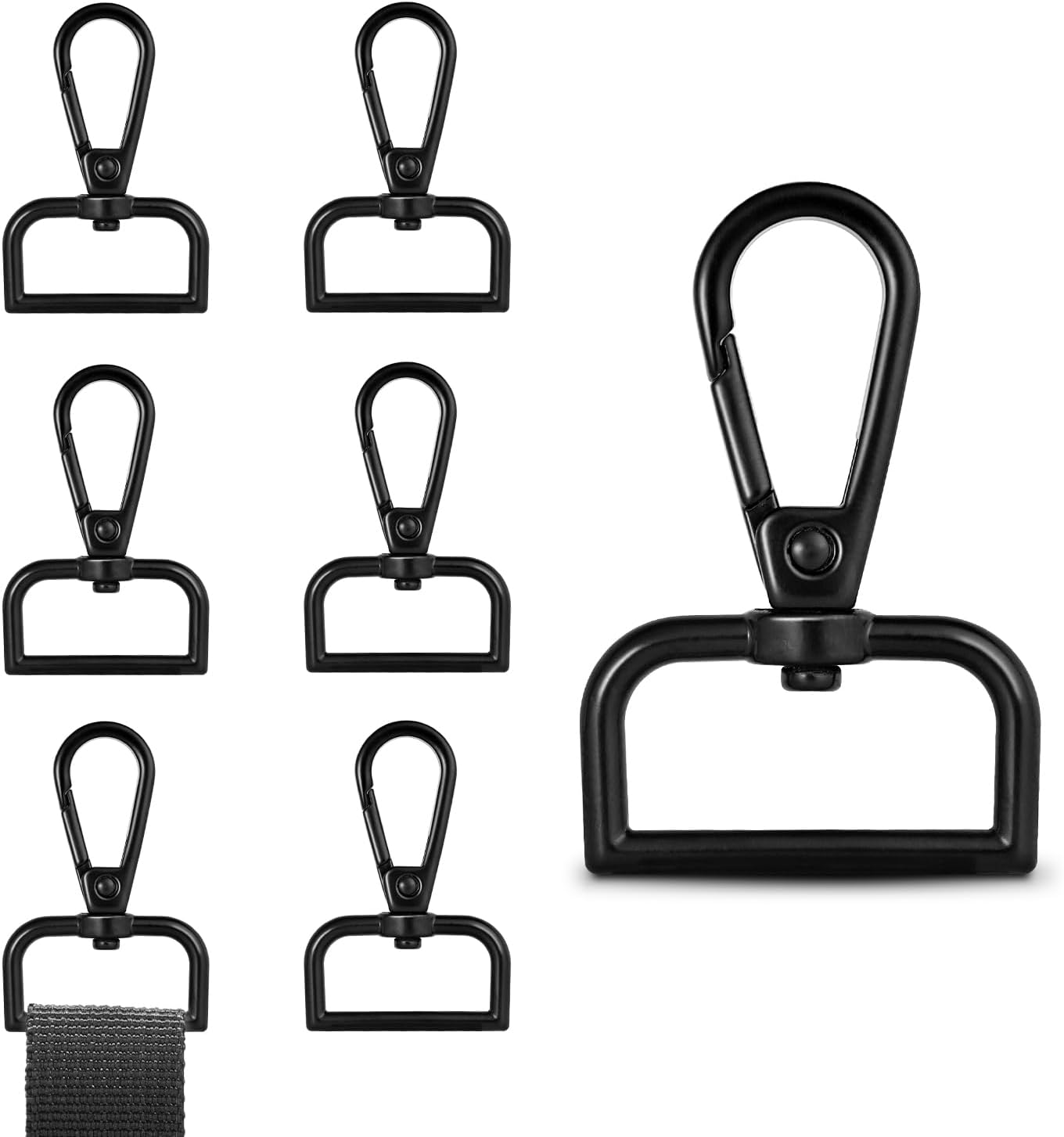 1 Inch Metal Swivel Snap Hooks, 6 Pack Lobster Claw Clasps for Keychains Purse Hardware Bag Making Lanyard Hooks(Black) - Image 1