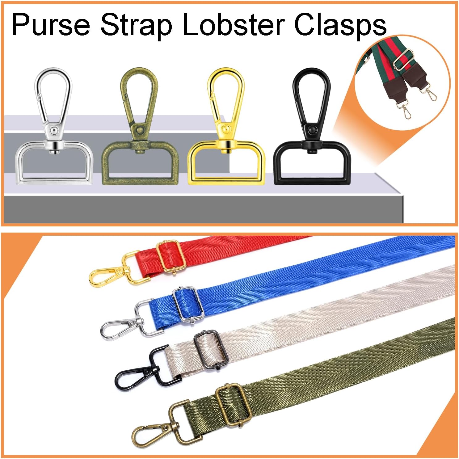 1 Inch Metal Swivel Snap Hooks, 6 Pack Lobster Claw Clasps for Keychains Purse Hardware Bag Making Lanyard Hooks(Black) - Image 3
