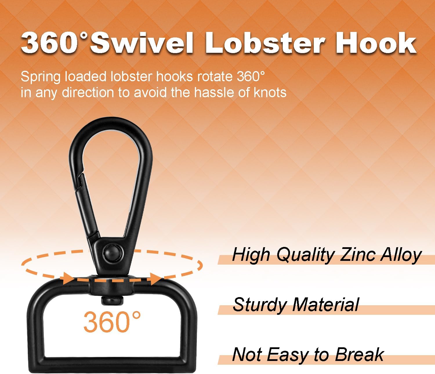 1 Inch Metal Swivel Snap Hooks, 6 Pack Lobster Claw Clasps for Keychains Purse Hardware Bag Making Lanyard Hooks(Black) - Image 6