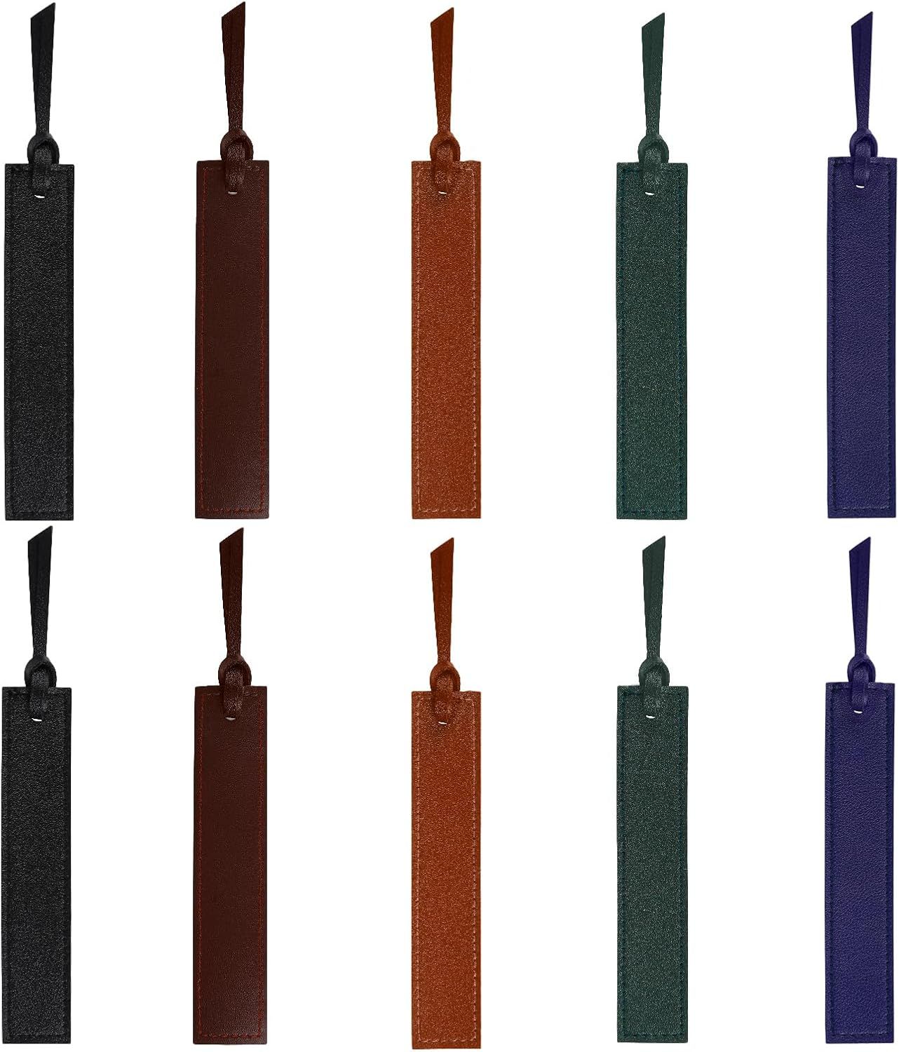 10Pcs Leather Bookmarks,Page Markers Handmade Stitched Bookmarks for Book Reader Office School Students Teachers - Image 1