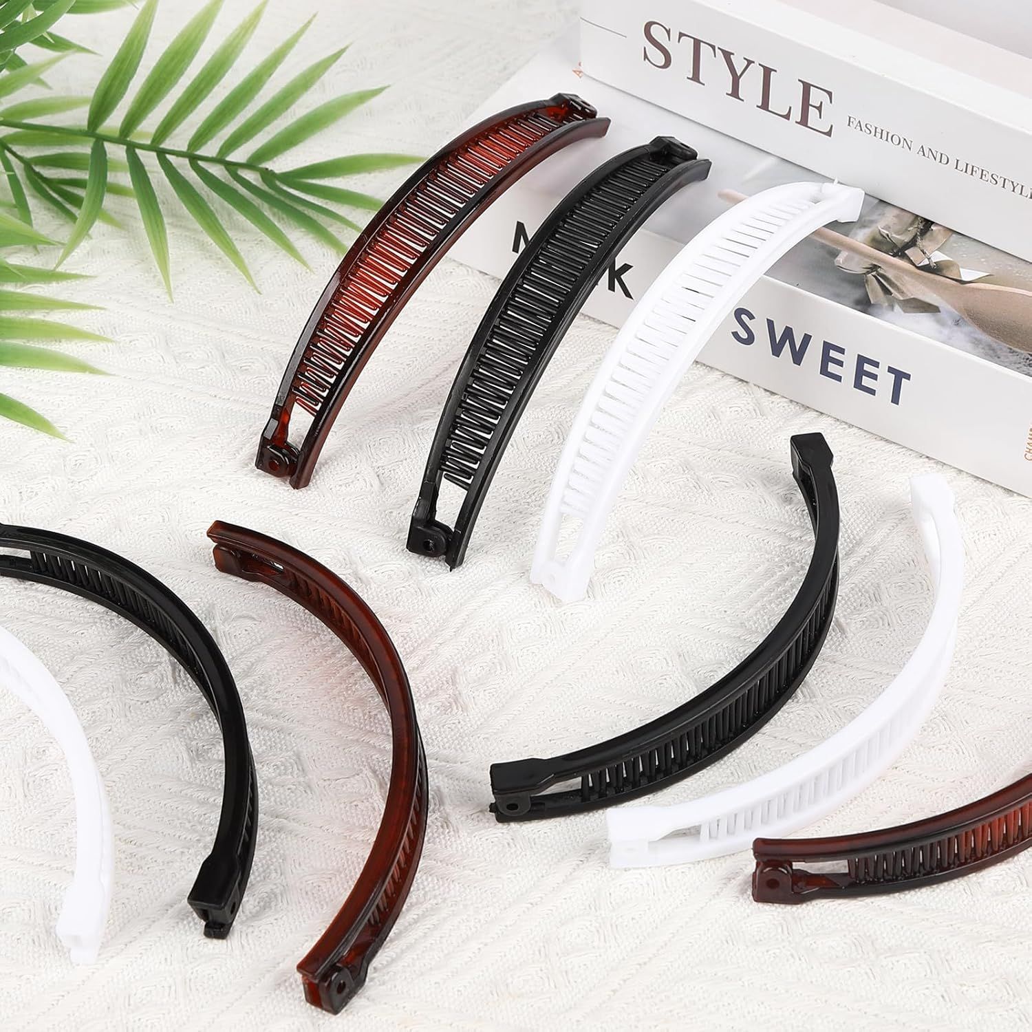 9 Pcs Banana Clips,Banana Hair Clips Ponytail Hair Holder for Long Thick and Curly Hair Women Girls(Brown,Black,White) - Image 7