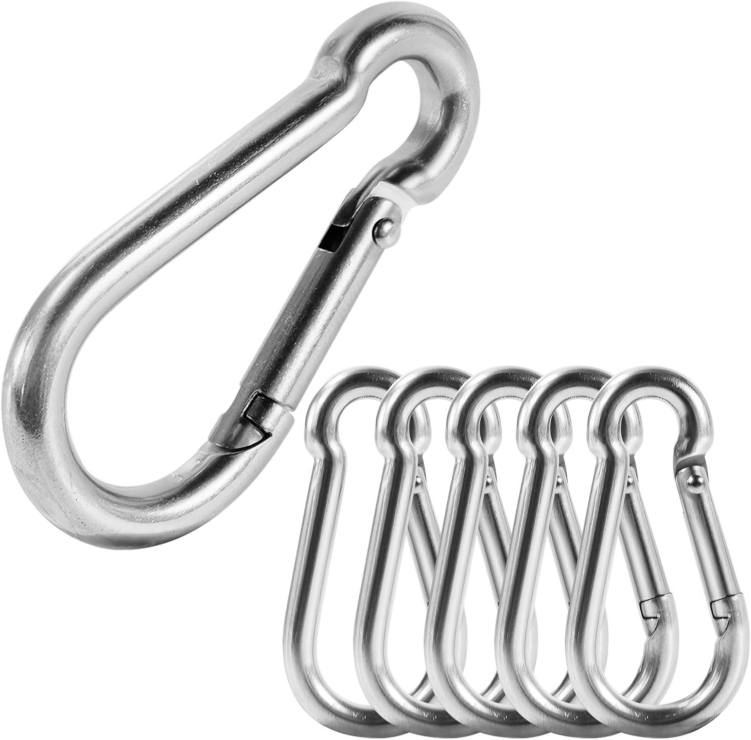304 Stainless Steel Carabiners，M6 Carabiners Clips for Camping,Swing,Hiking,Hammock,Water Bottle, Backpack - Image 1