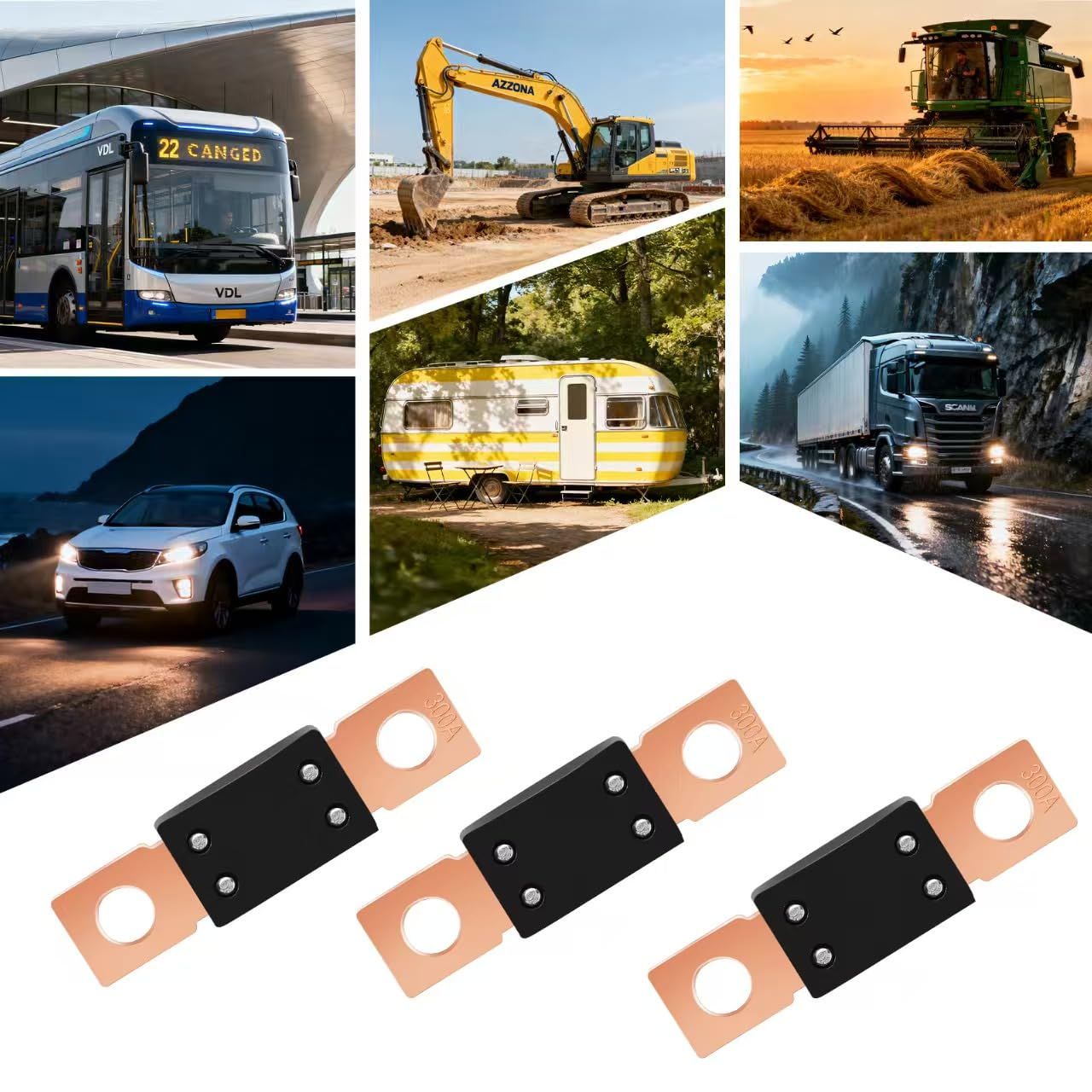 3Pcs High Current Bolt-on Fuses,300 Amp Fuses for Cars,Buses,Trucks,Construction Vehicles,Boats,Caravan Cars - Image 6