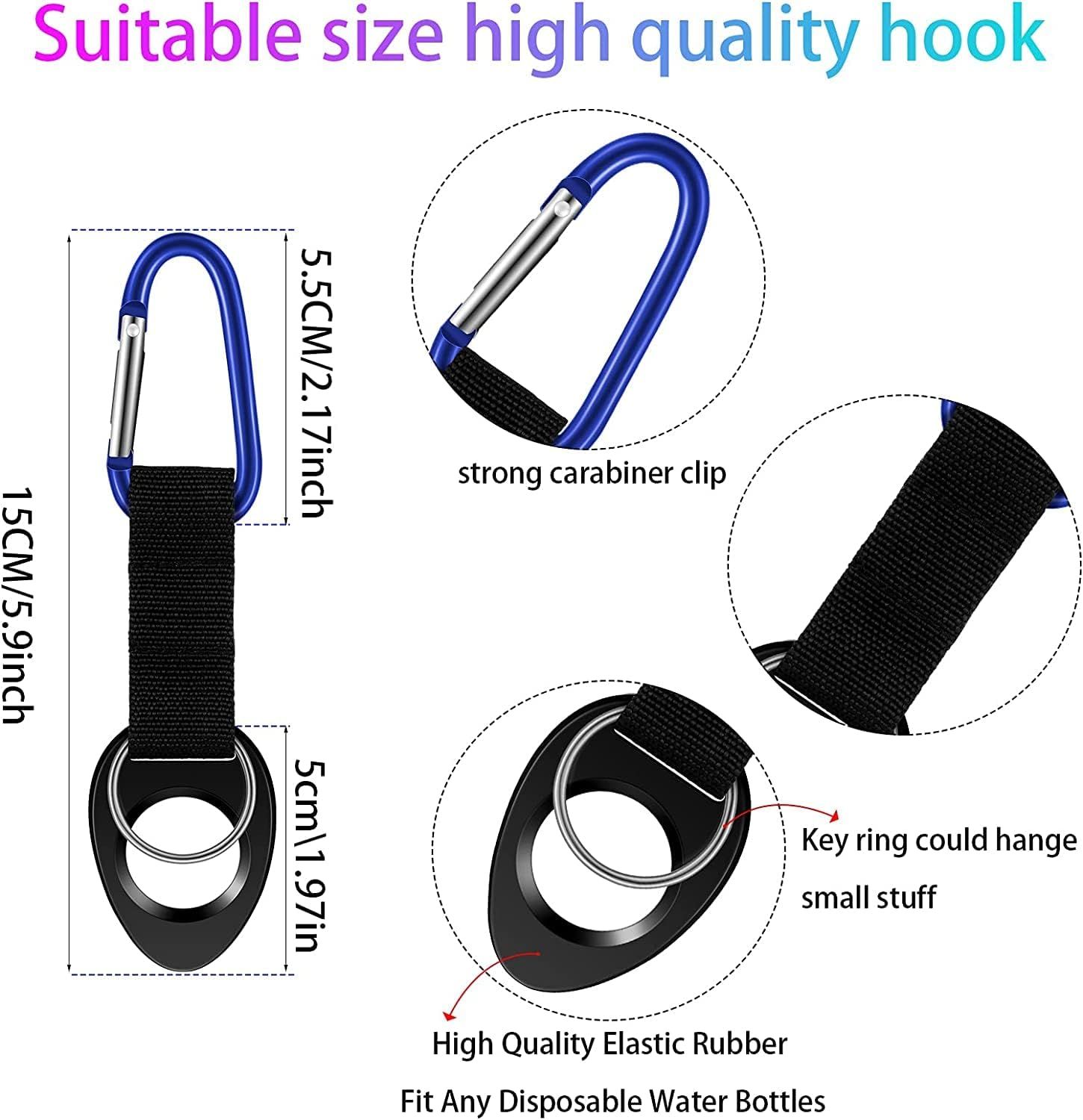 Durable Silicone Water Bottle Holder Hook Carrier with Carabiner Clip & Key Ring, Fits Any 12oz, 17oz and 25oz Water Bottles for Outdoor Activities Camping Hiking Traveling or Daily Use - Image 2