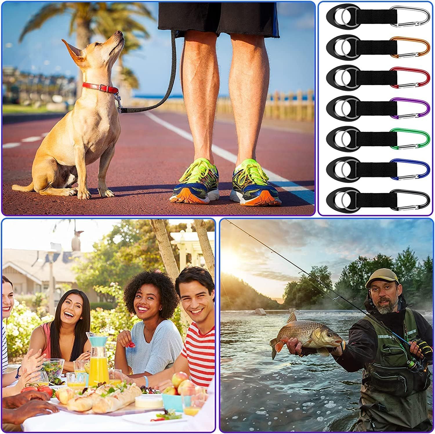 Durable Silicone Water Bottle Holder Hook Carrier with Carabiner Clip & Key Ring, Fits Any 12oz, 17oz and 25oz Water Bottles for Outdoor Activities Camping Hiking Traveling or Daily Use - Image 6