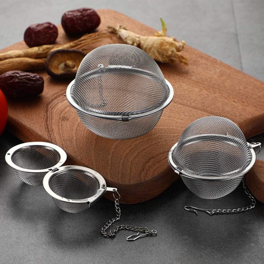 3pcs Stainless steel fine mesh seasoning ball kitchen soup spice stew filter kitchen tool metal tea bag tea ball (3pcs Round Shape),Silver,5cm/6cm/7cm - Image 2