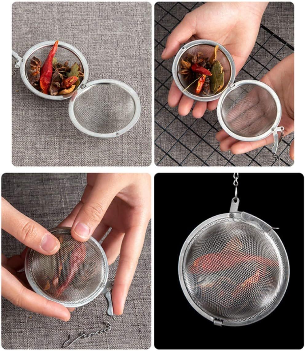 3pcs Stainless steel fine mesh seasoning ball kitchen soup spice stew filter kitchen tool metal tea bag tea ball (3pcs Round Shape),Silver,5cm/6cm/7cm - Image 4