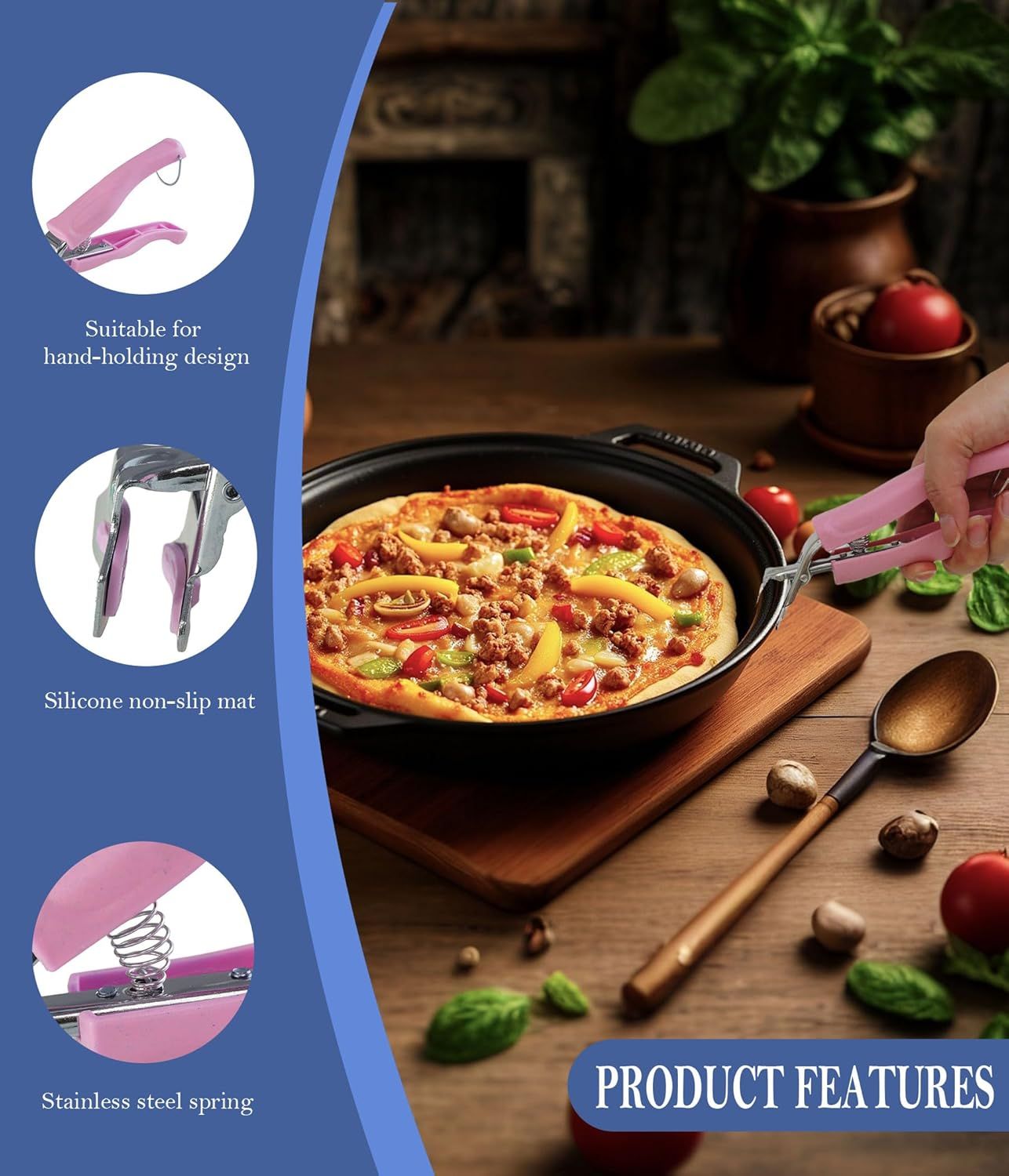 Stainless Steel Anti-Scalding Hot Bowl Dish Plate Gripper Clips Tongs Clamp Holder for Moving Hot Plate or Bowls with Food Out from Instant Pot Microwave Oven (2, Green,Pink) - Image 4