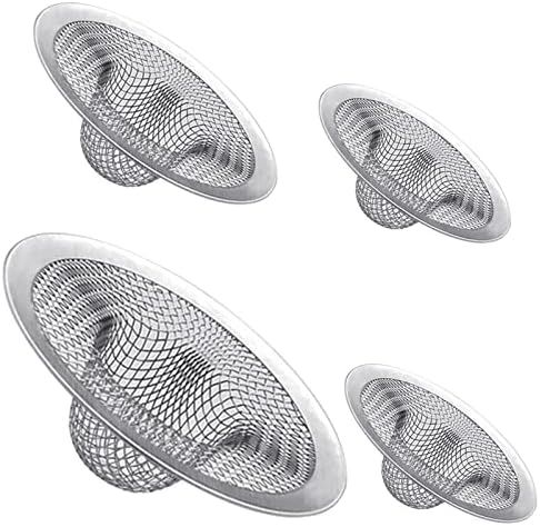 4PCS Heavy Duty Stainless Steel Sink Strainer,Sink Basket Set, Fits Most Kitchen Sinks 4.5'', Bathroom Sinks 2.75'',Shower Drains - Image 1