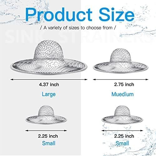 4PCS Heavy Duty Stainless Steel Sink Strainer,Sink Basket Set, Fits Most Kitchen Sinks 4.5'', Bathroom Sinks 2.75'',Shower Drains - Image 3