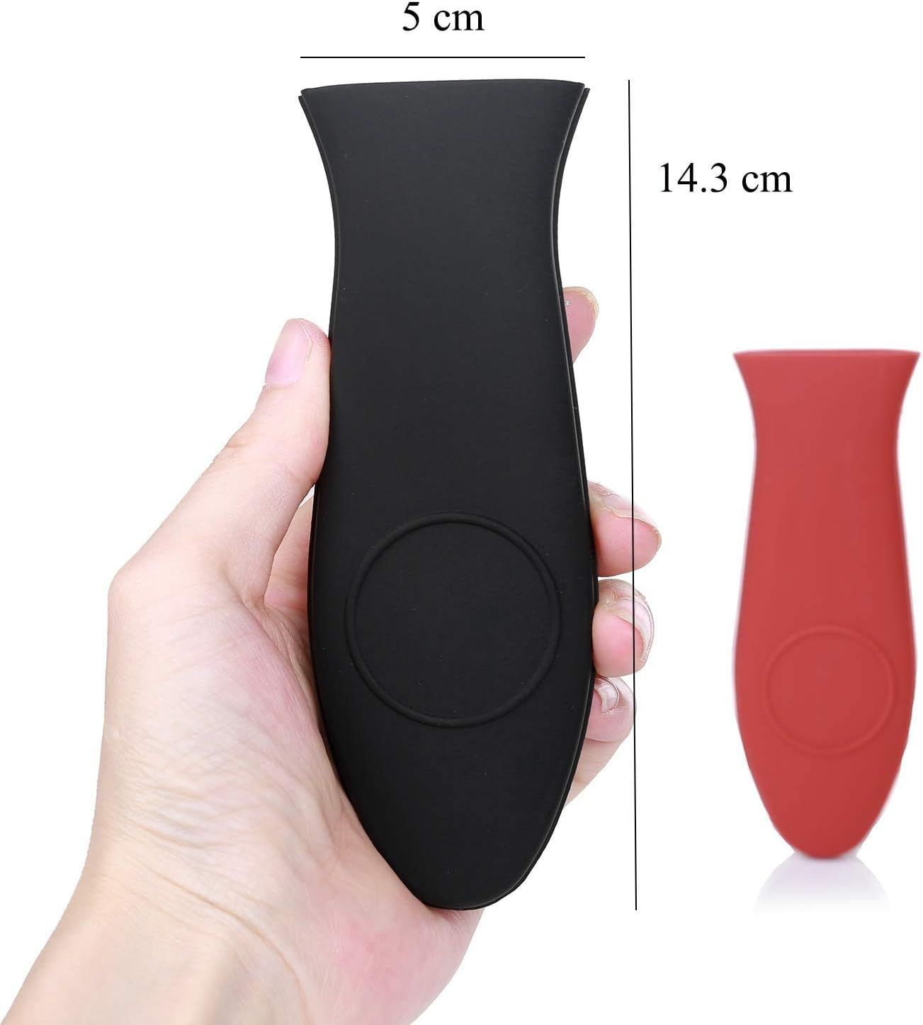 4 Packs Silicone Hot Handle Holder Kitchen Heat Resistant Fry Pan Milk Pot Sleeve Grip Handle Cover Potholder for Cast Iron Skillets Griddles Metal & Aluminum Cookware – Black & Red - Image 3