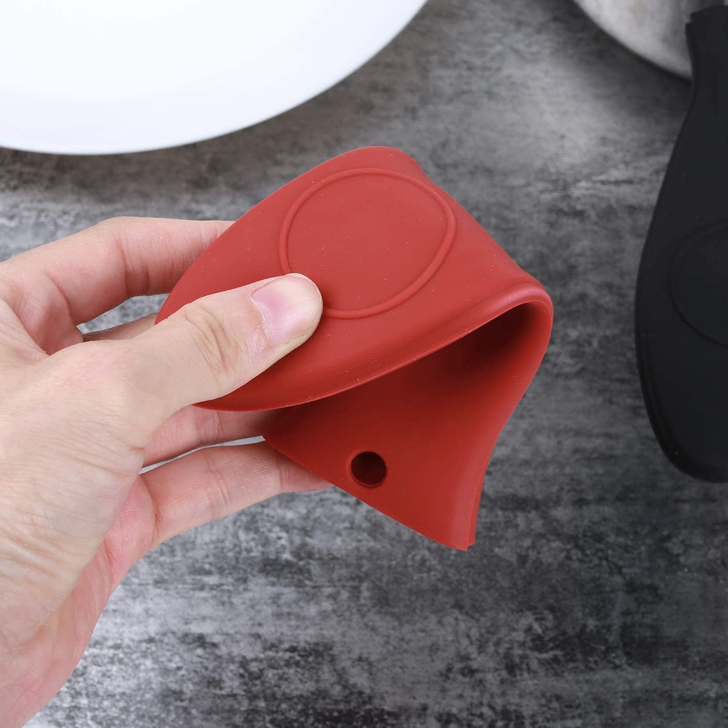 4 Packs Silicone Hot Handle Holder Kitchen Heat Resistant Fry Pan Milk Pot Sleeve Grip Handle Cover Potholder for Cast Iron Skillets Griddles Metal & Aluminum Cookware – Black & Red - Image 6
