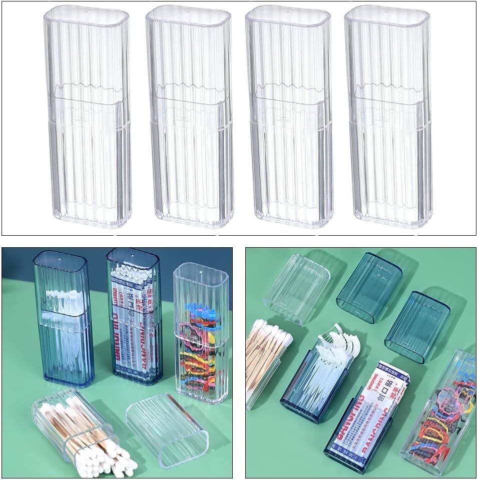 4 Pcs Cotton Swab Holder for Travel Mini Travel Swab Case Box for Makeup Sponge Cotton Swabs Hair Ties Floss Cosmetics Makeup Bedroom Travel - Image 5