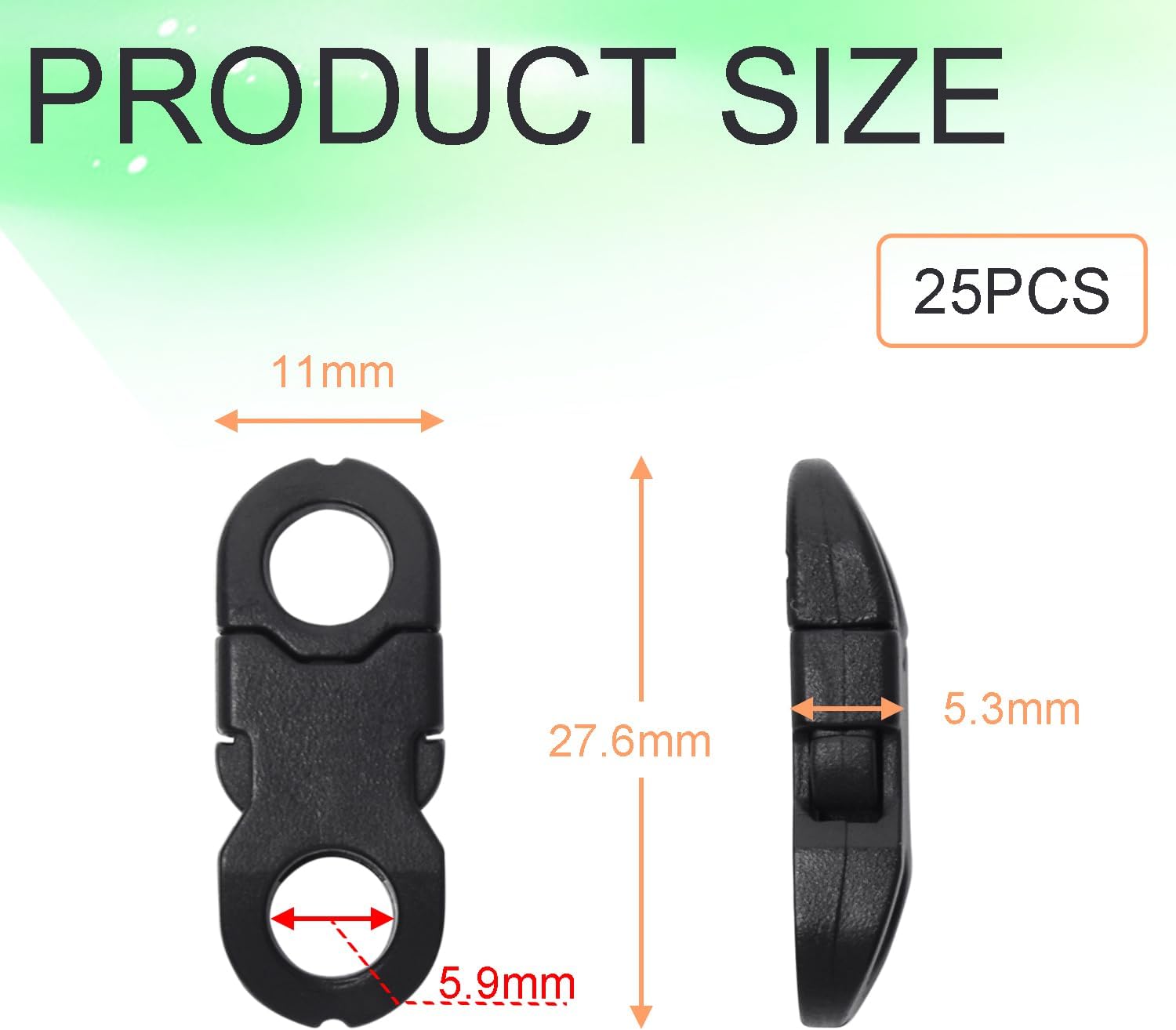 CooBigo 25 Pack Mini Breakaway Buckles, 6mm Side Release Plastic Buckle for Paracord Bracelet Clasp, Paracord Anklet, Braided Necklace, Cameras Strap Rings Accessories - Image 2