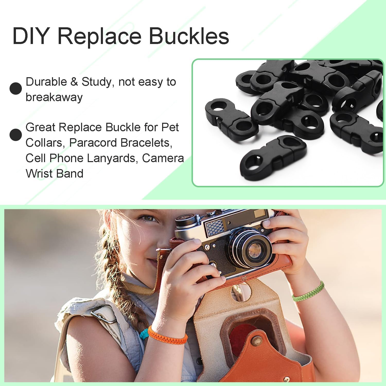CooBigo 25 Pack Mini Breakaway Buckles, 6mm Side Release Plastic Buckle for Paracord Bracelet Clasp, Paracord Anklet, Braided Necklace, Cameras Strap Rings Accessories - Image 3