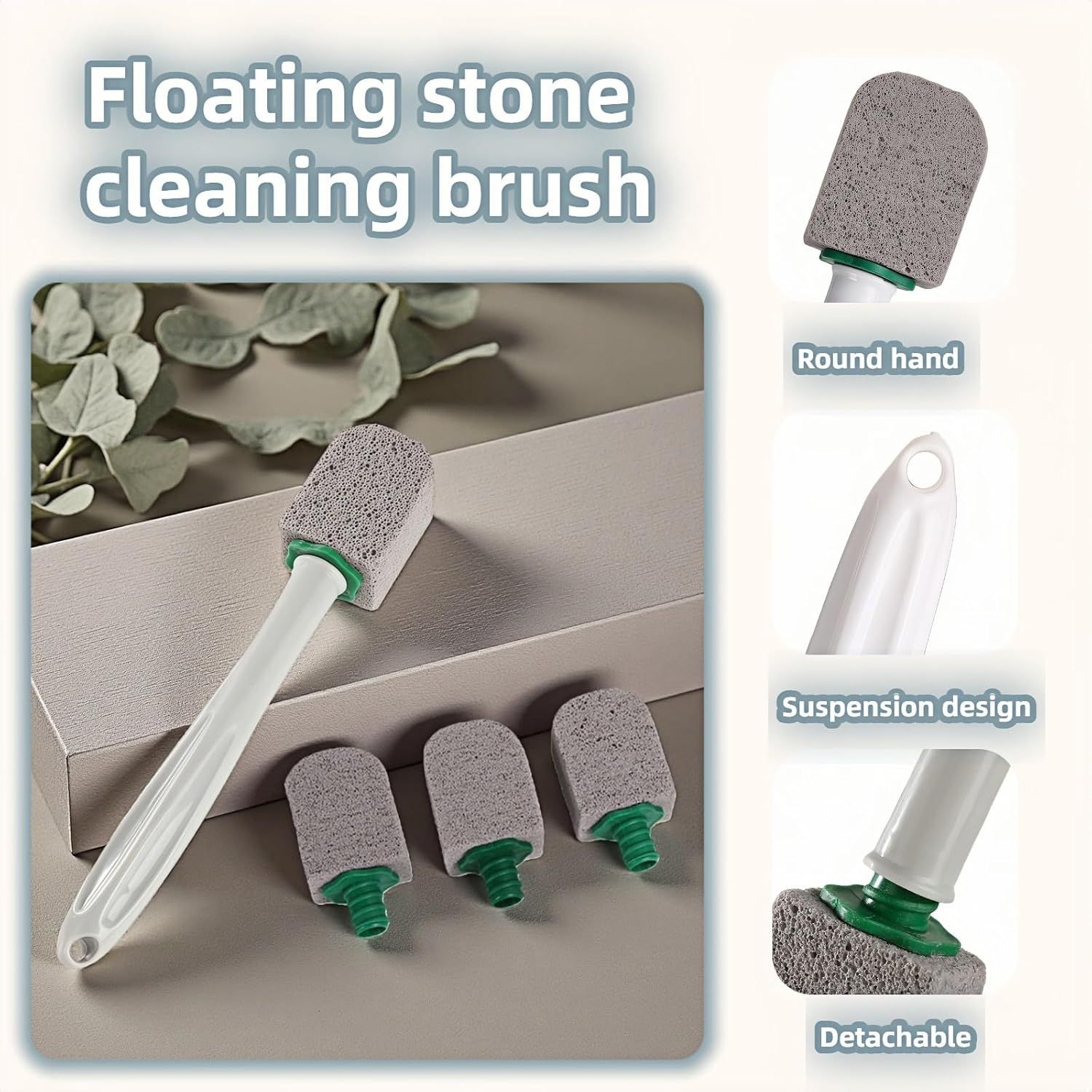 Pumice Toilet Brush Scrubber with 9.5” Handle - 1 Scrubber + 4 Pumice Stones - Remove Hard Water Stains, Rust & Lime from Toilet, Tub, Tile, Grill & Pool - No-Scratch, Easy Grip - Image 8