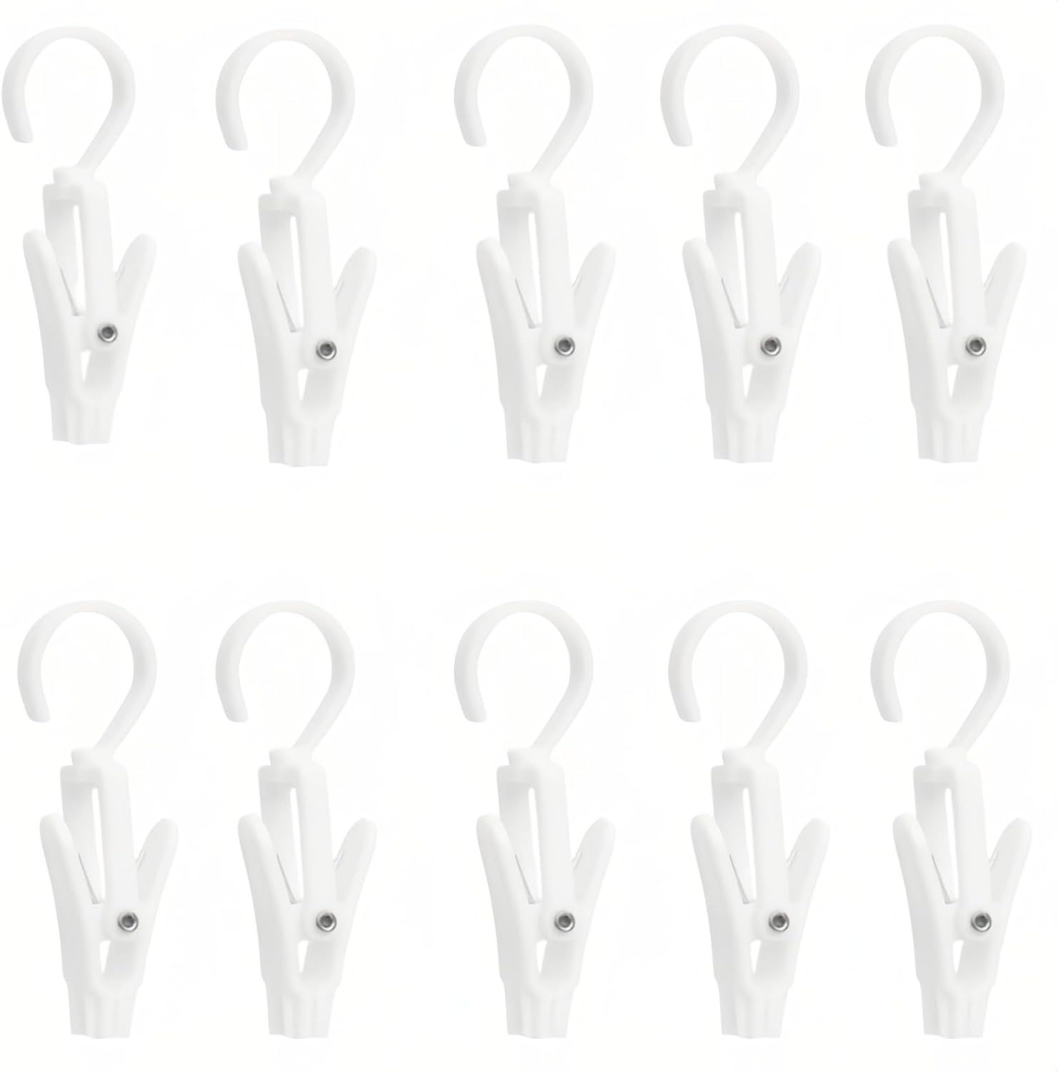 10-Pack Heavy Duty Swivel Clothes Pins - 360° Rotating Hooks for Laundry, Beach Towels, Curtains, Rustproof Stainless Steel Spring, Non-Slip Grip (4.3