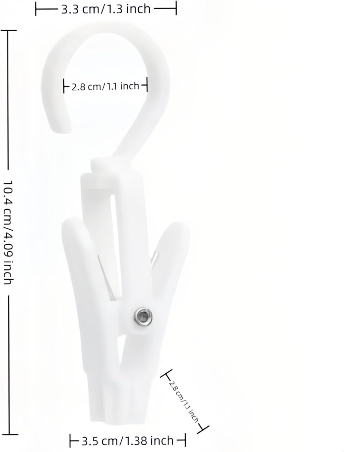 10-Pack Heavy Duty Swivel Clothes Pins - 360° Rotating Hooks for Laundry, Beach Towels, Curtains, Rustproof Stainless Steel Spring, Non-Slip Grip (4.3